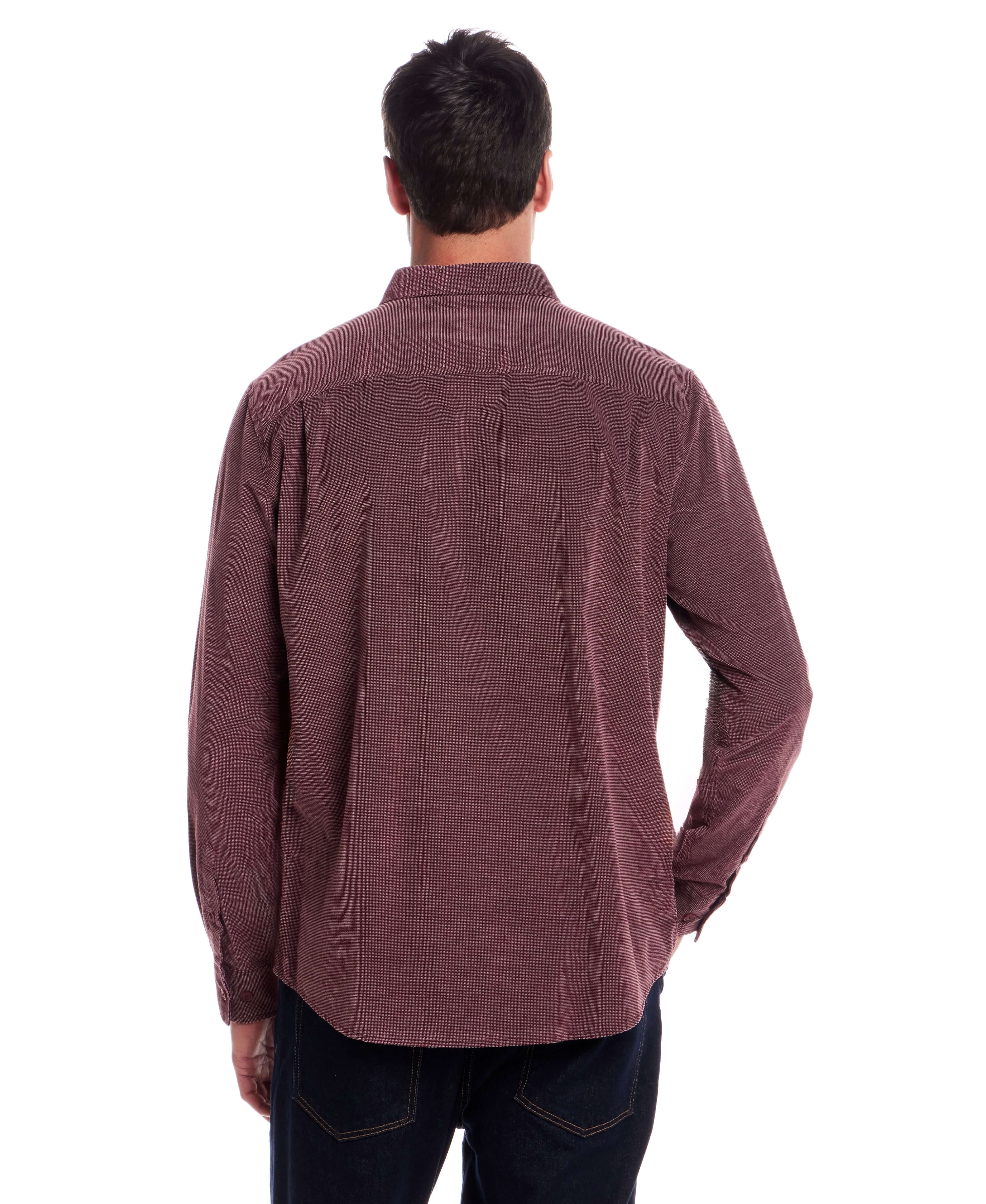 Long Sleeve Pebble Corduroy Shirt in Syrah - Image 3