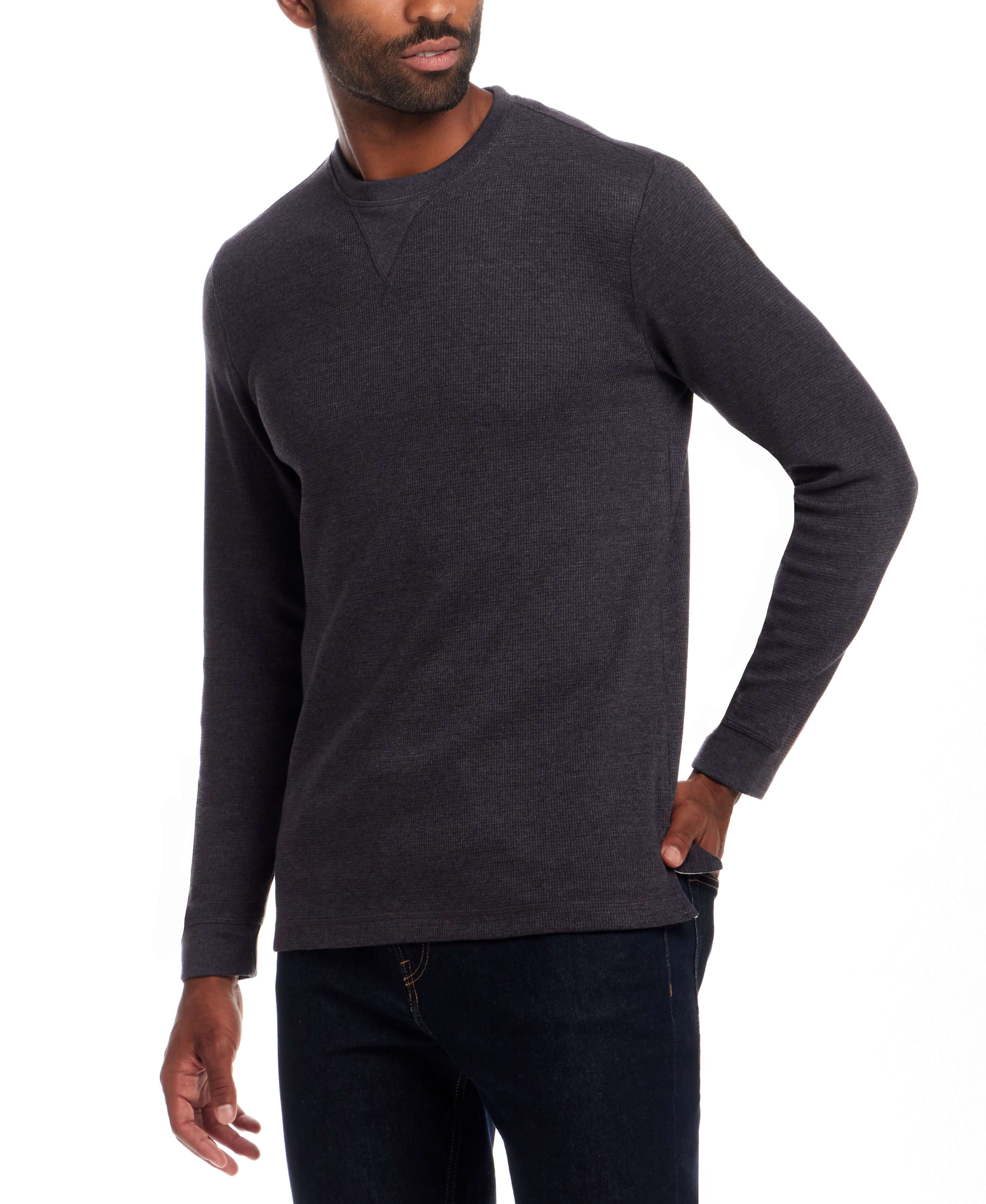 Long Sleeve Waffle Crew in Anthracite - Image 2