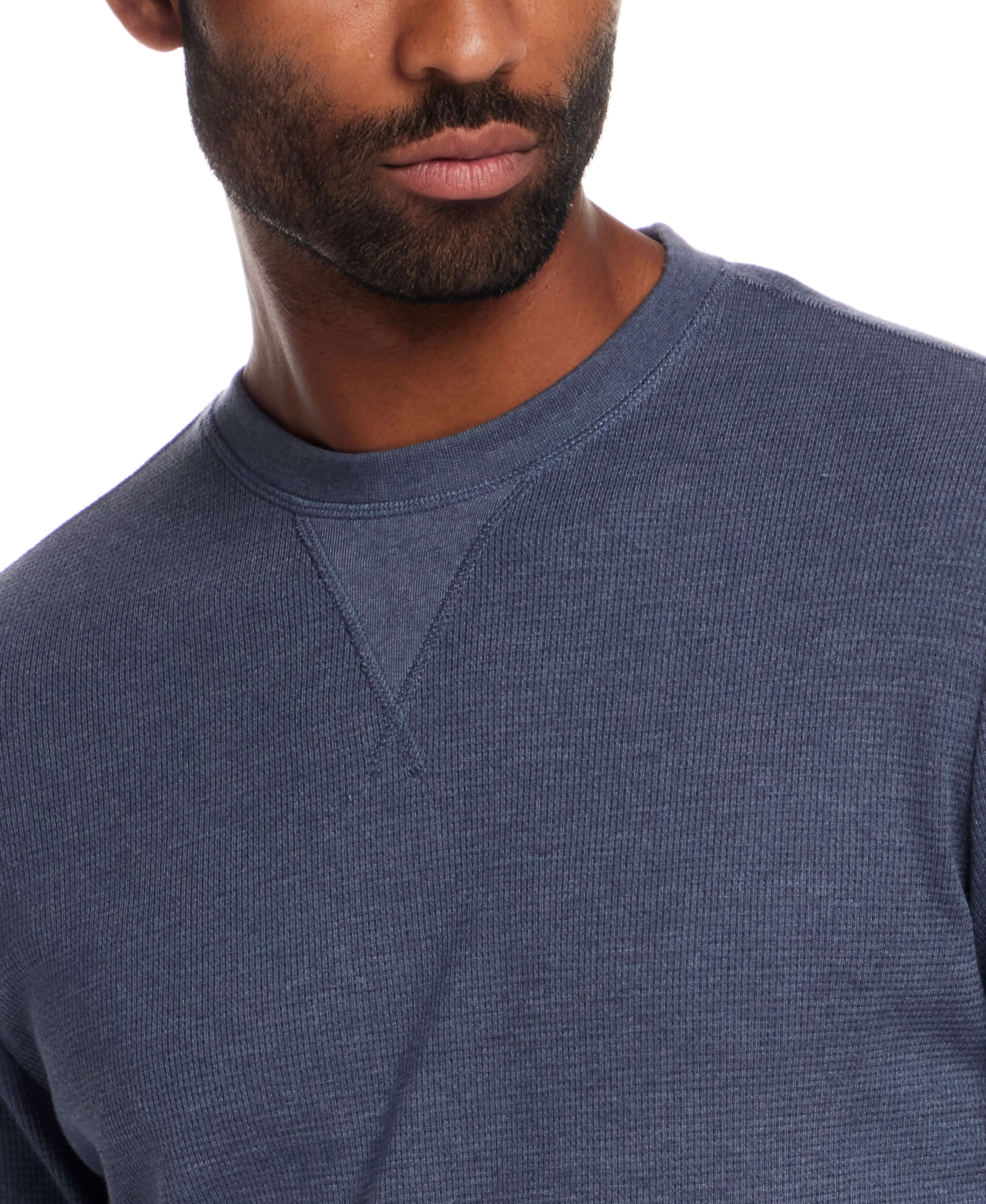 Long Sleeve Waffle Crew in Dark Navy Heather - Image 4