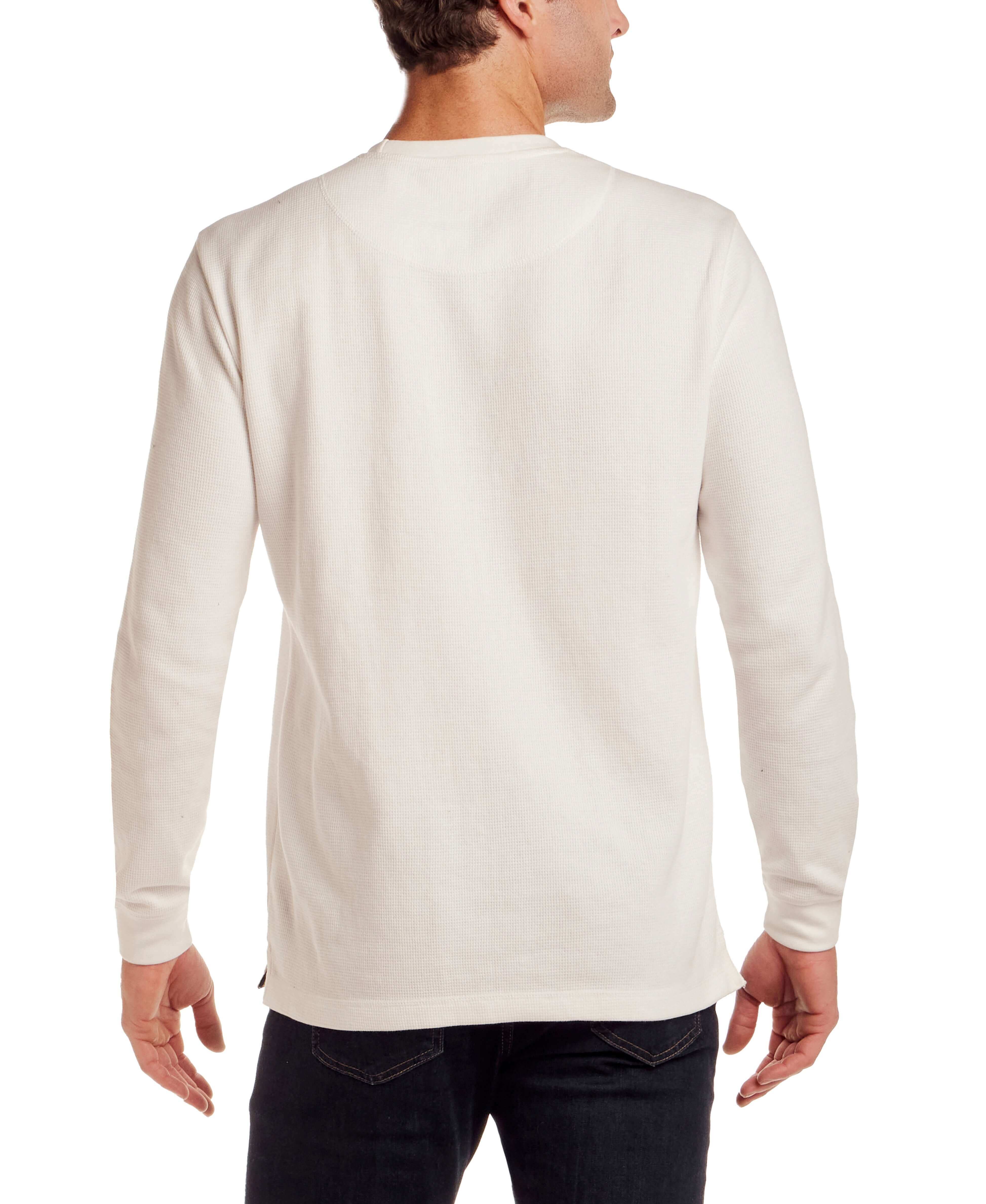 Long Sleeve Waffle Crew in White - Image 3