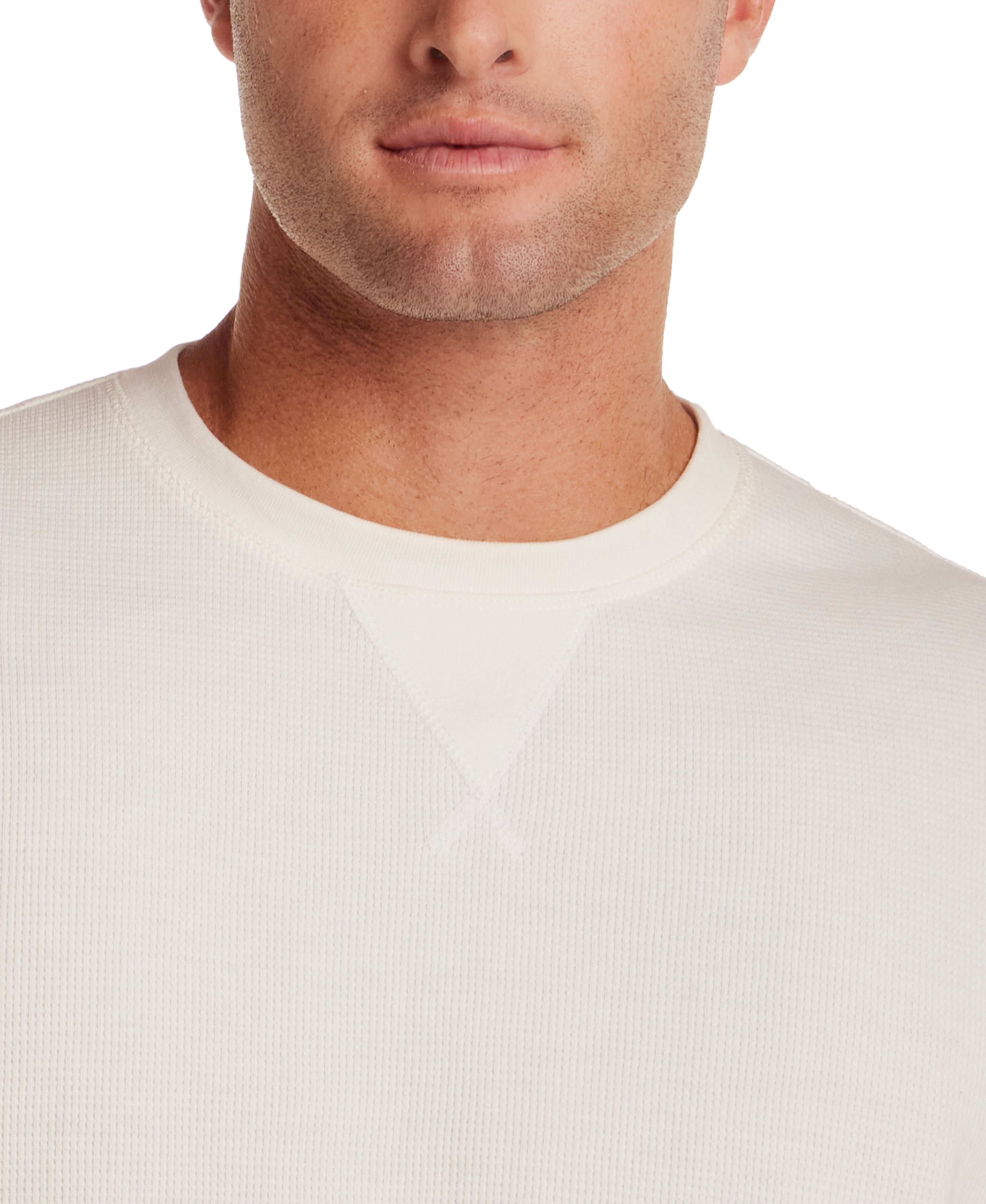 Long Sleeve Waffle Crew in White - Image 4