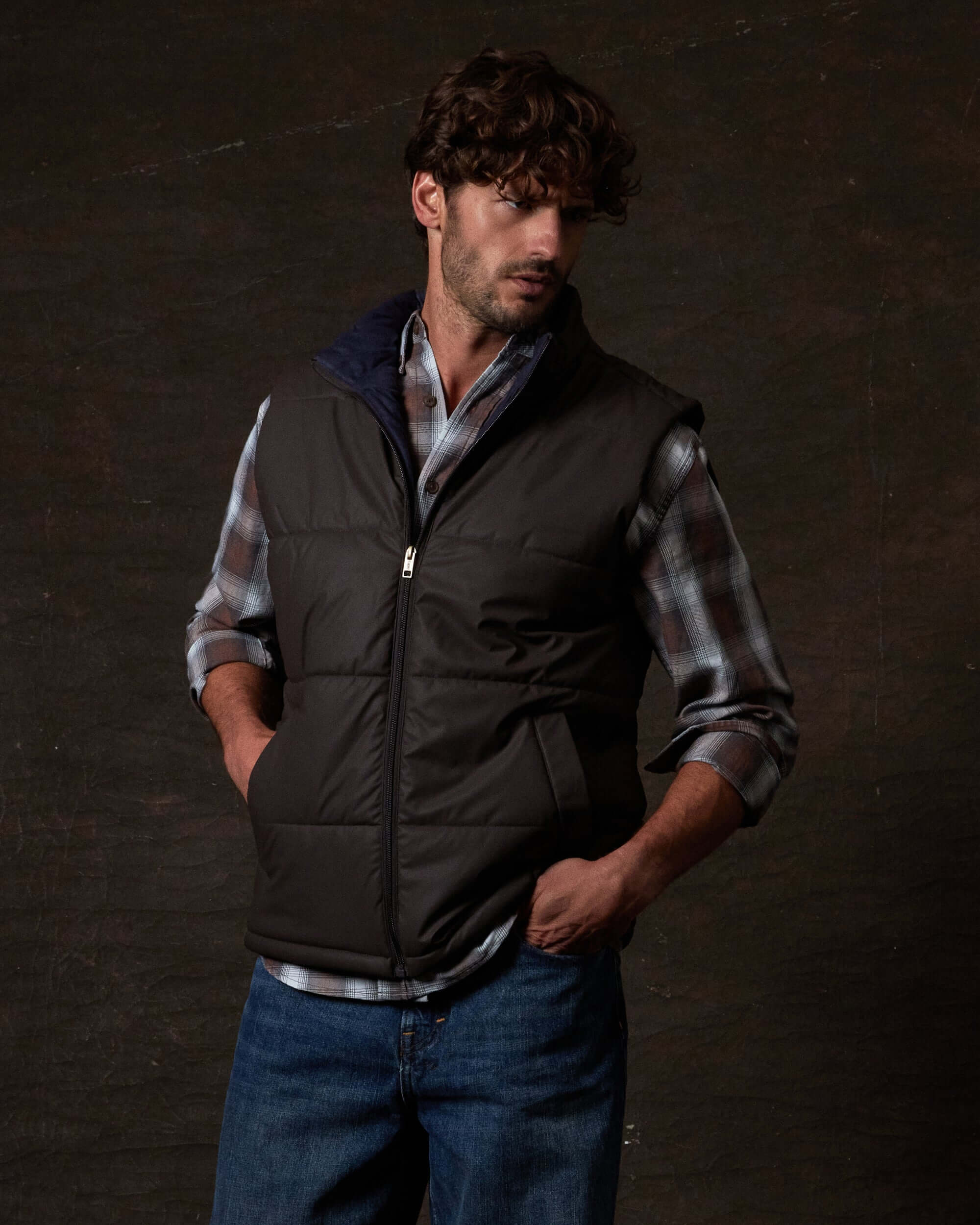 Matte Coated Shell Puffer Vest in Chocolate Torte - Image 3