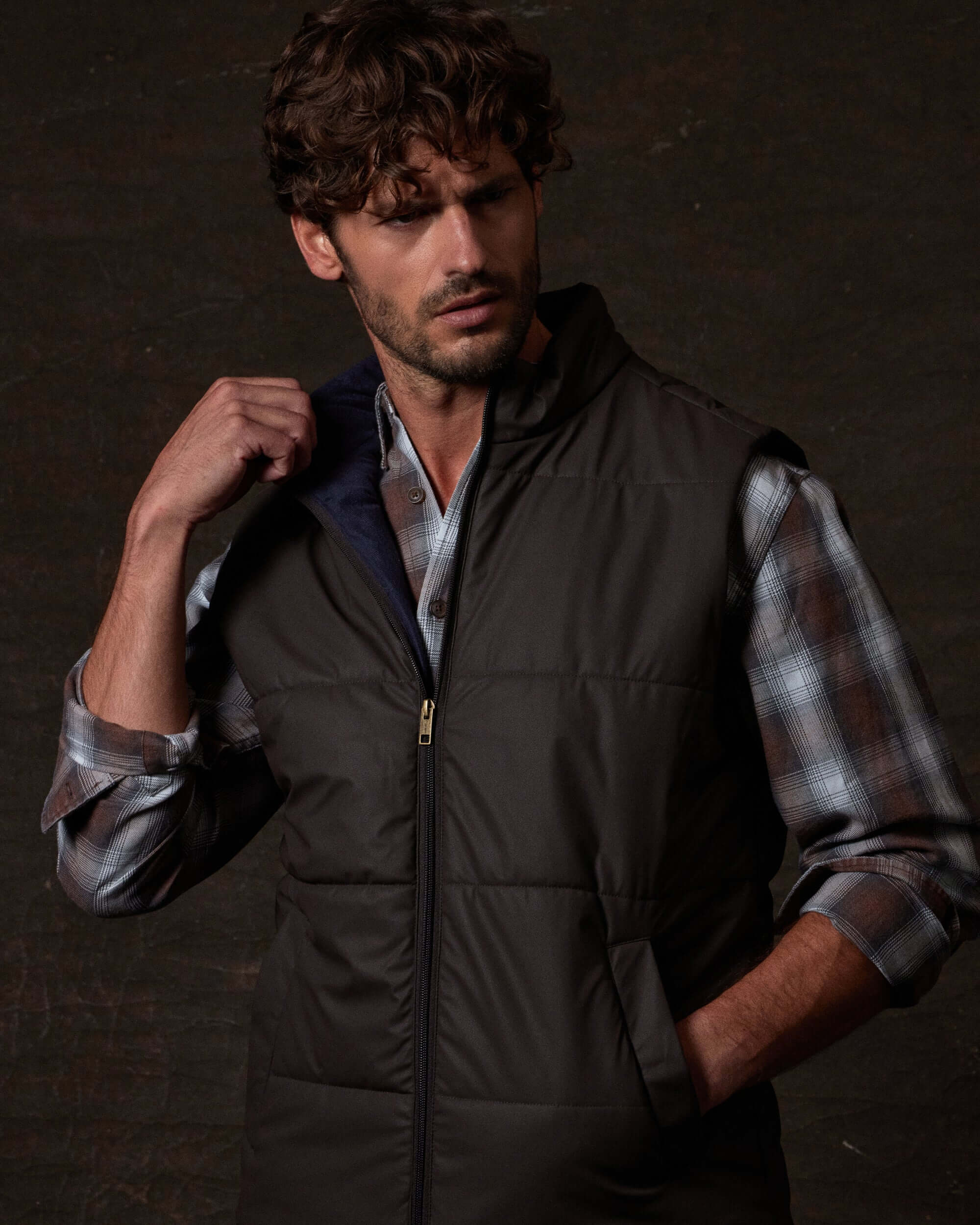 Matte Coated Shell Puffer Vest in Chocolate Torte - Image 4