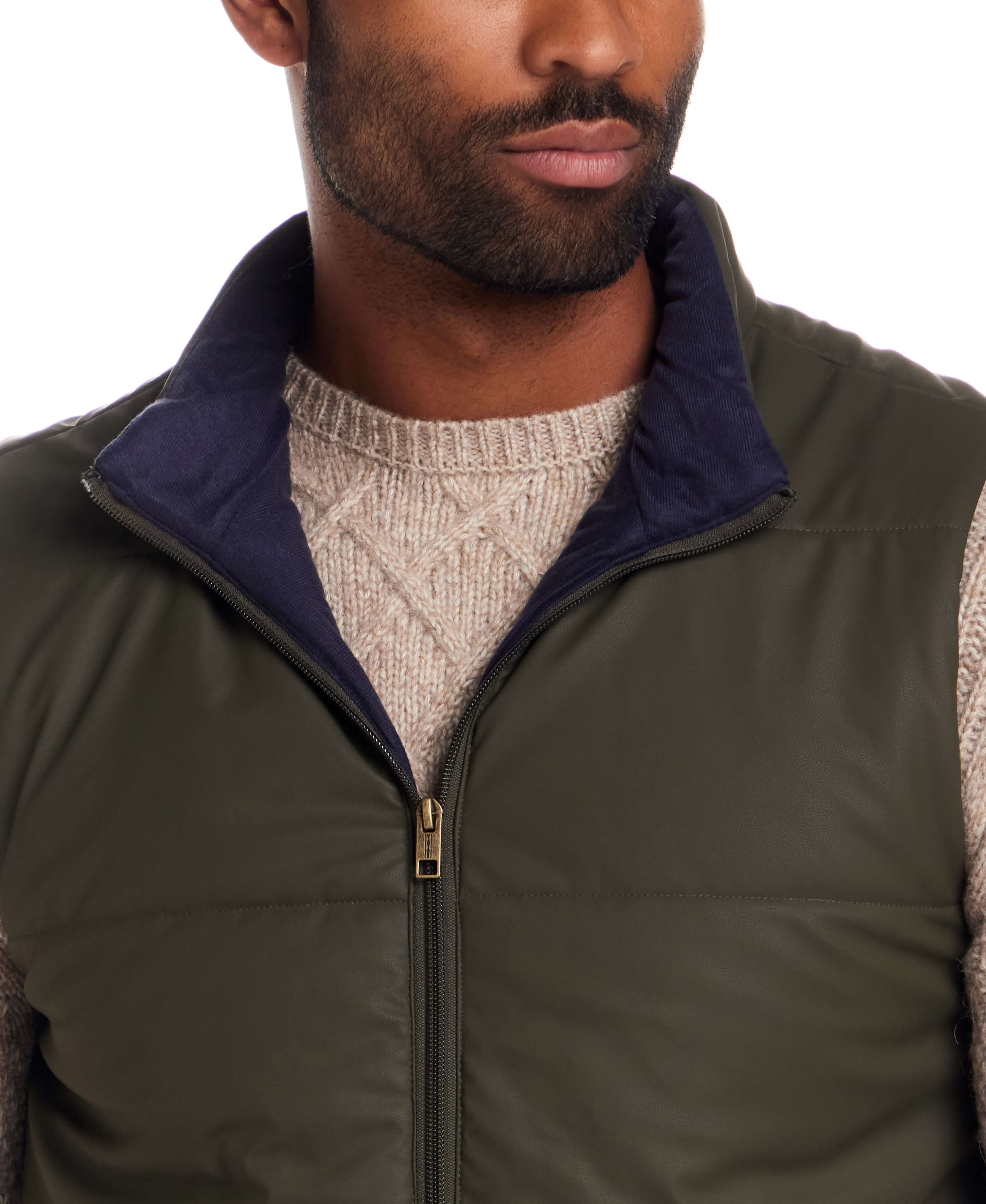 Matte Coated Shell Puffer Vest in Kambaba Olive - Image 2
