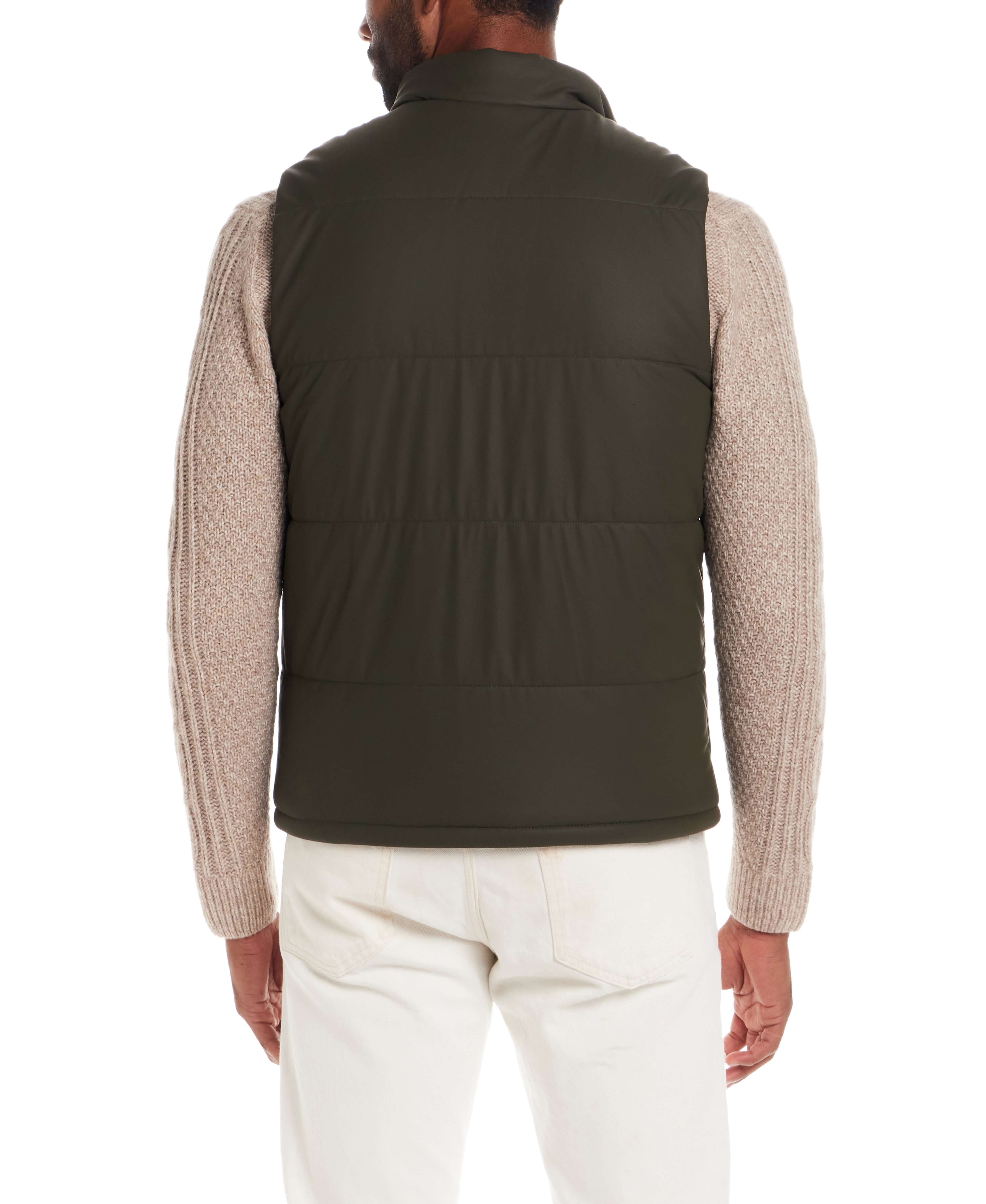 Matte Coated Shell Puffer Vest in Kambaba Olive - Image 4