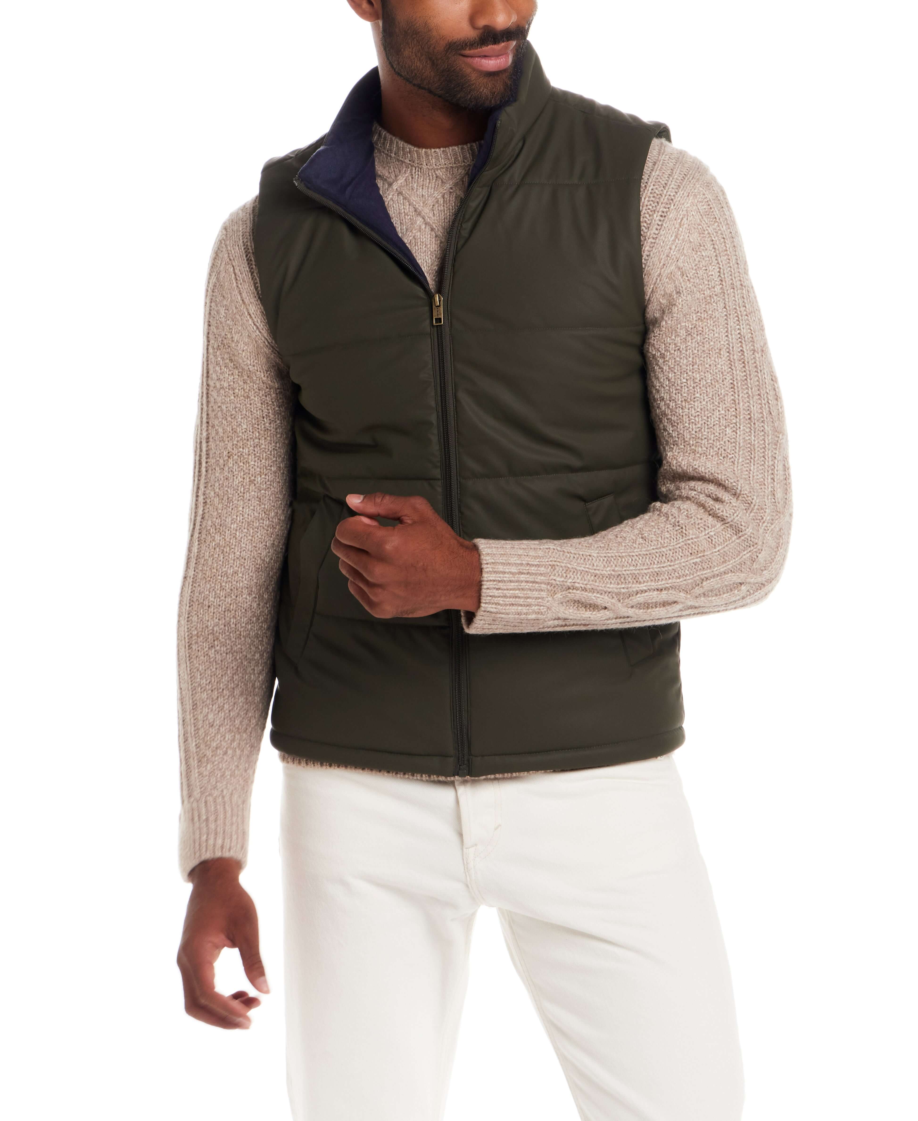 Matte Coated Shell Puffer Vest in Kambaba Olive - Image 5