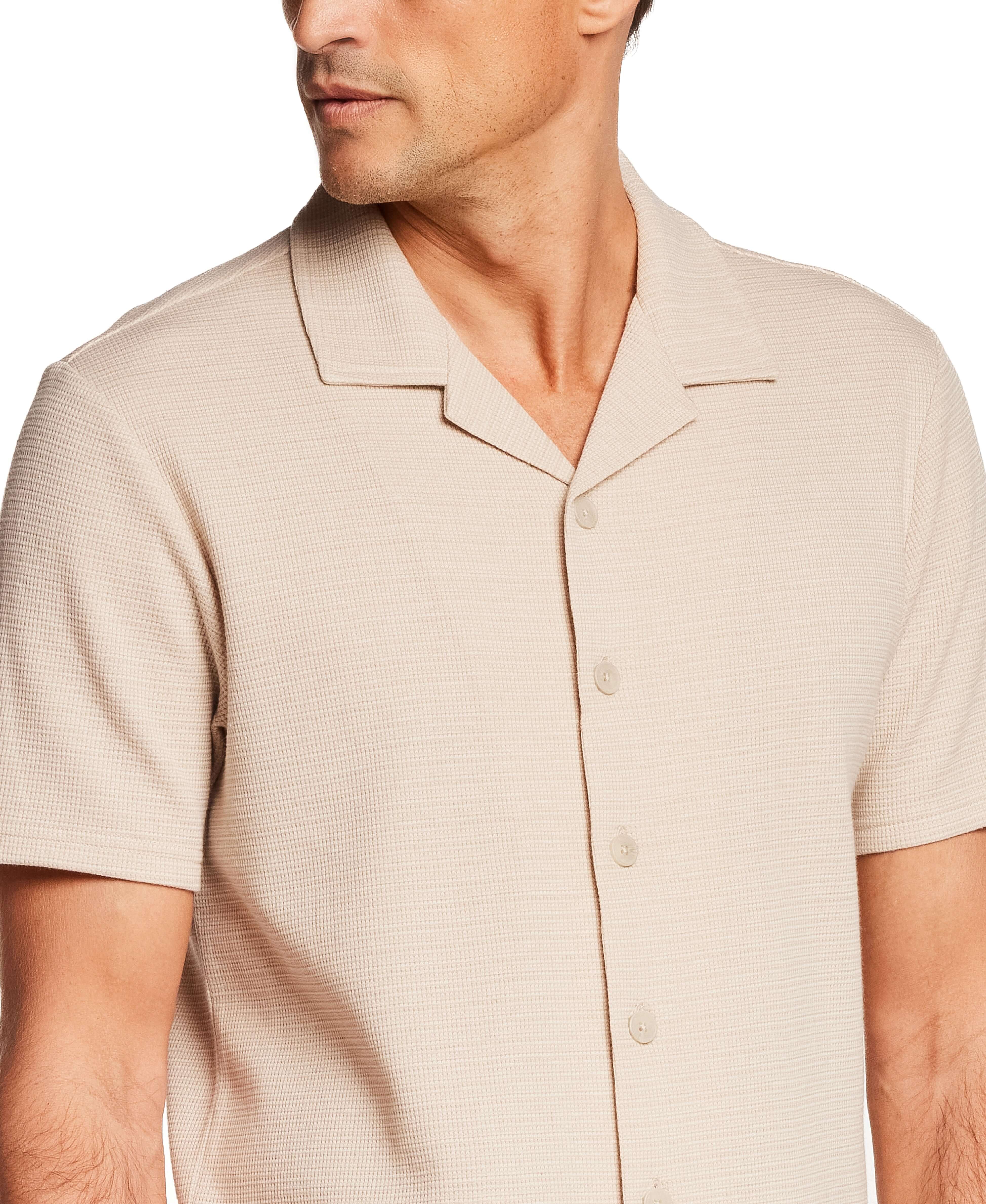 Microstripe Camp Shirt in Bleached Sand - Image 3