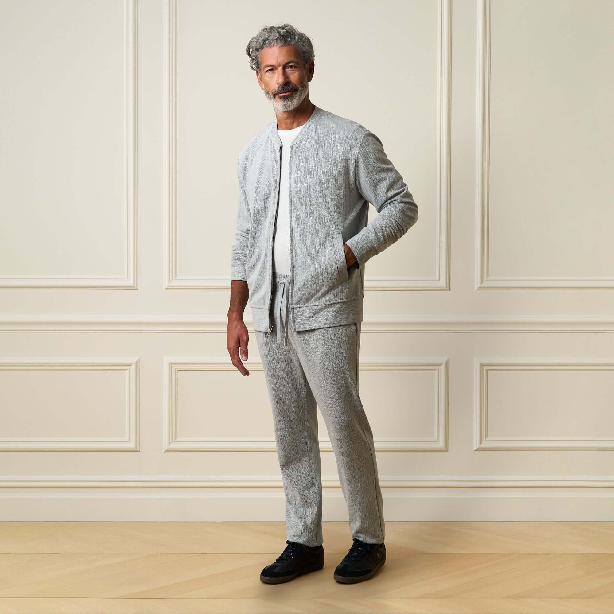 Mini Herringbone Drawstring Pant in Natural - Image 2