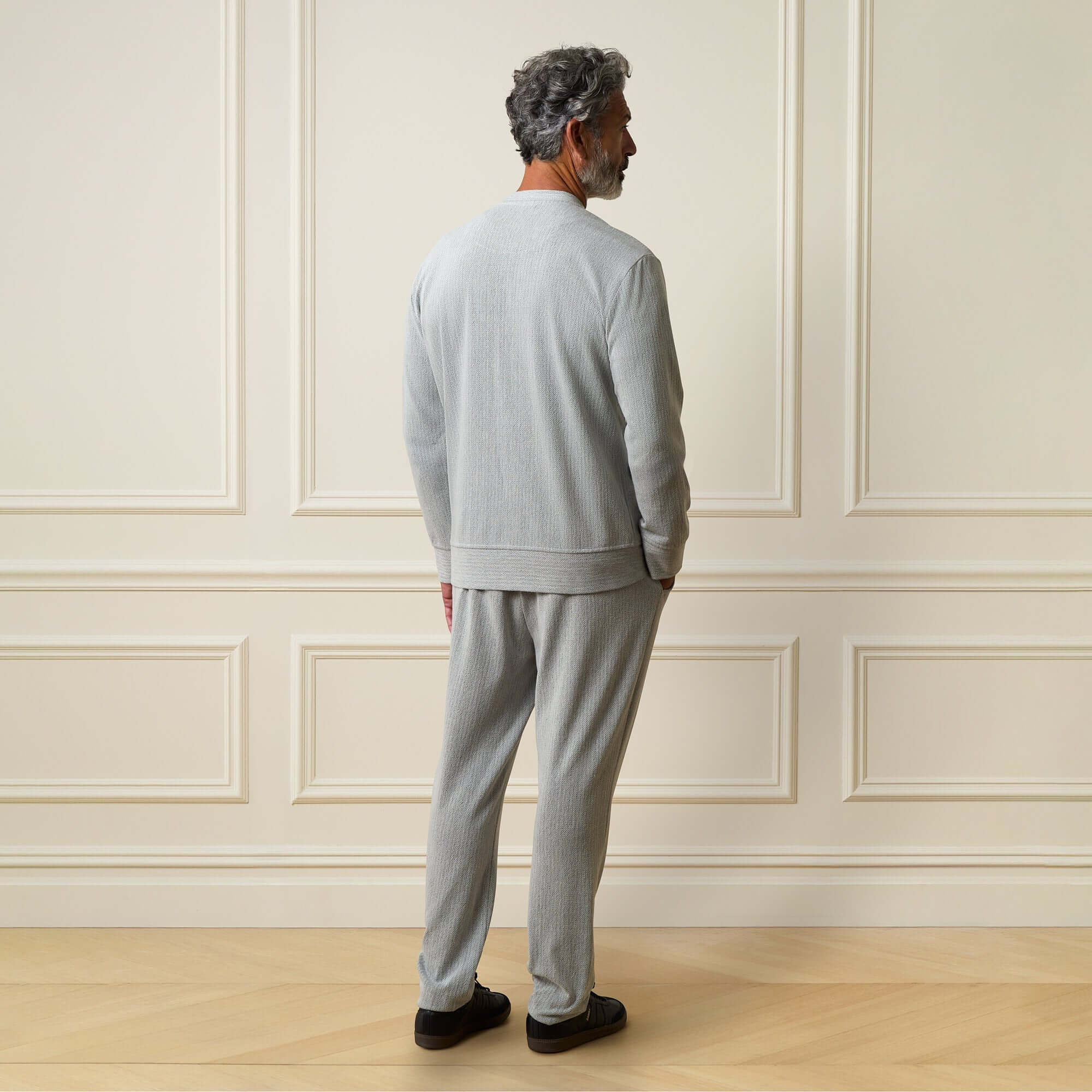 Mini Herringbone Drawstring Pant in Natural - Image 4