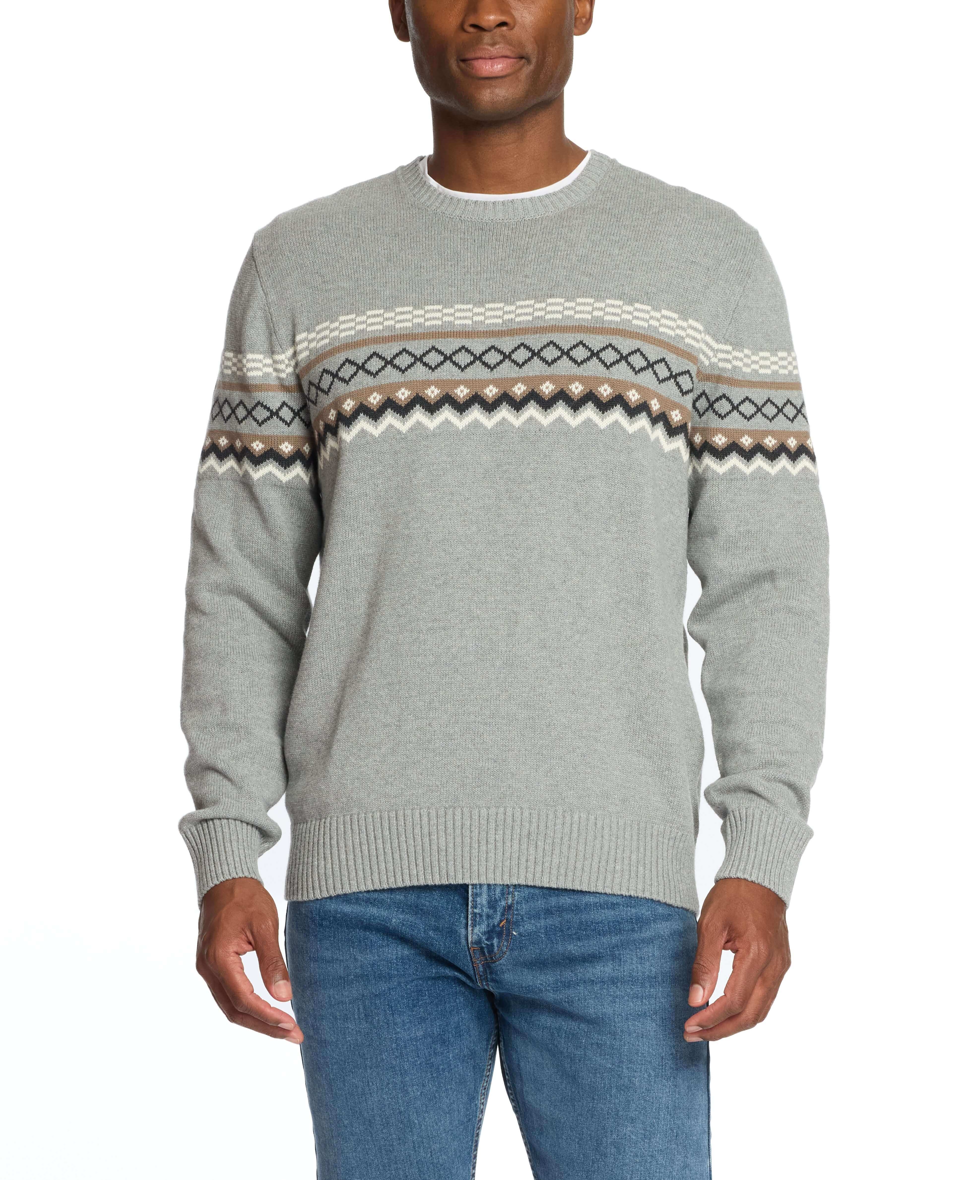 Nordic Crewneck Sweater In Pale Grey - Image 3