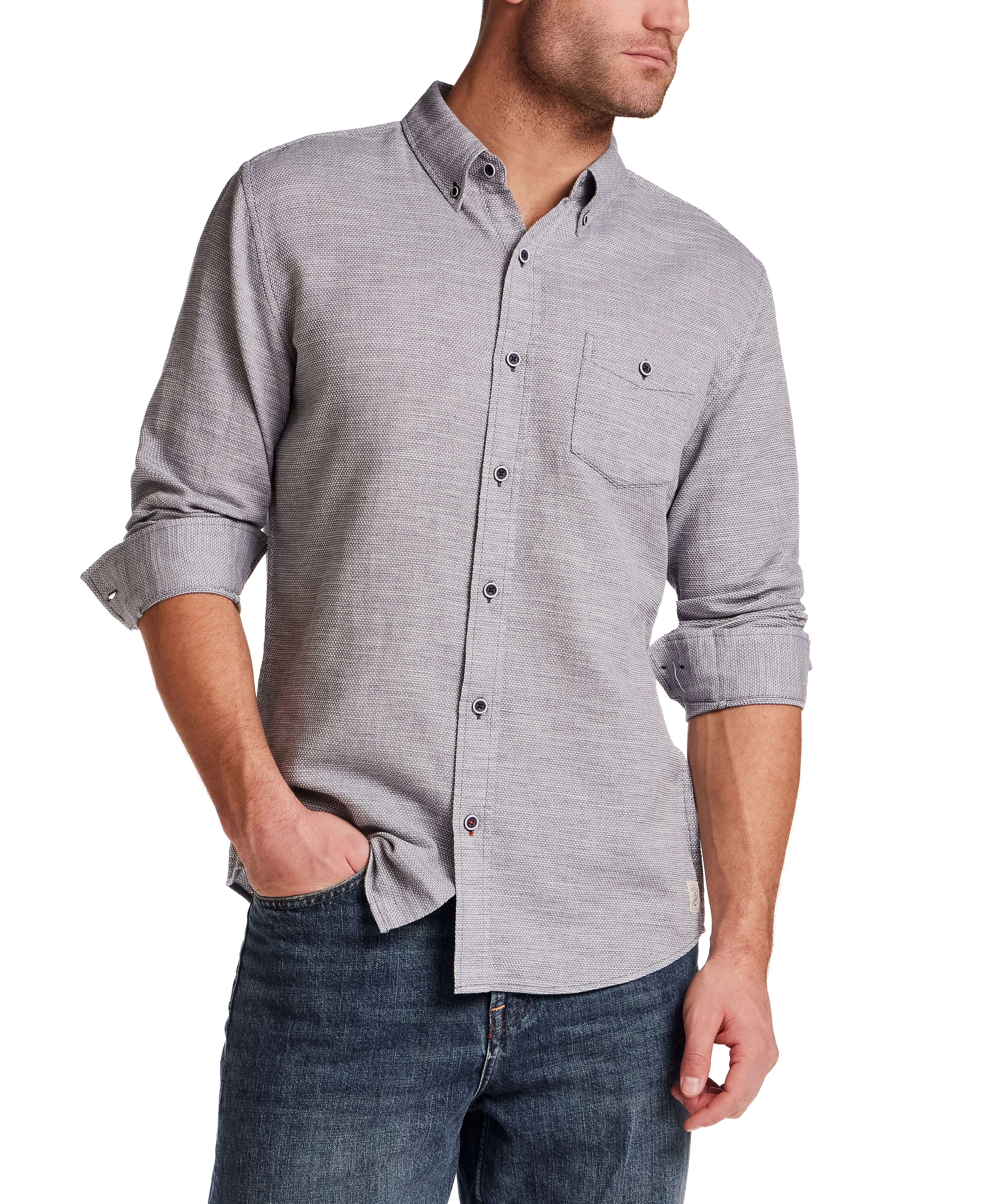 Pebble Dobby Button-Down Shirt in Maritime Blue - Image 2
