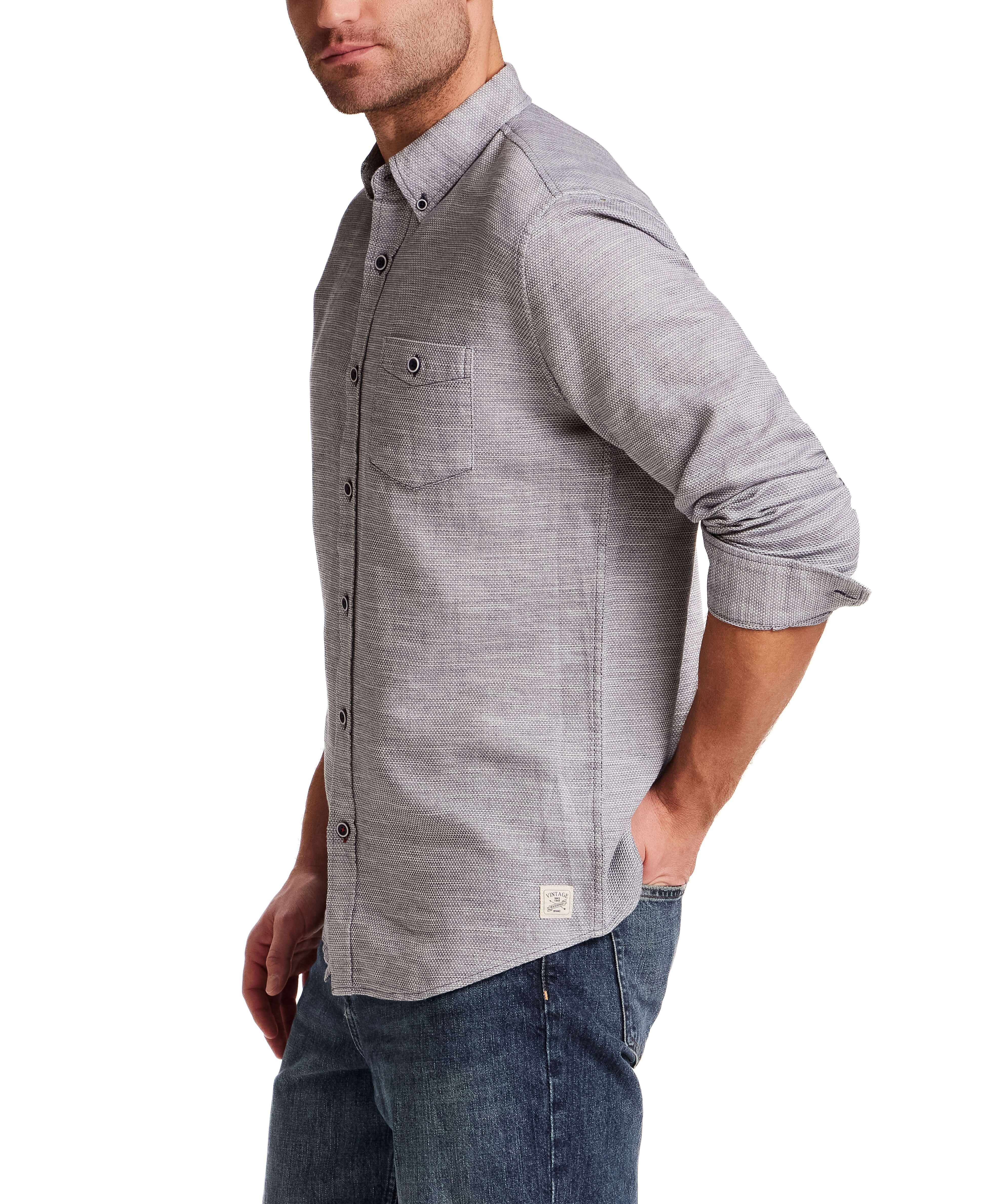 Pebble Dobby Button-Down Shirt in Maritime Blue - Image 3