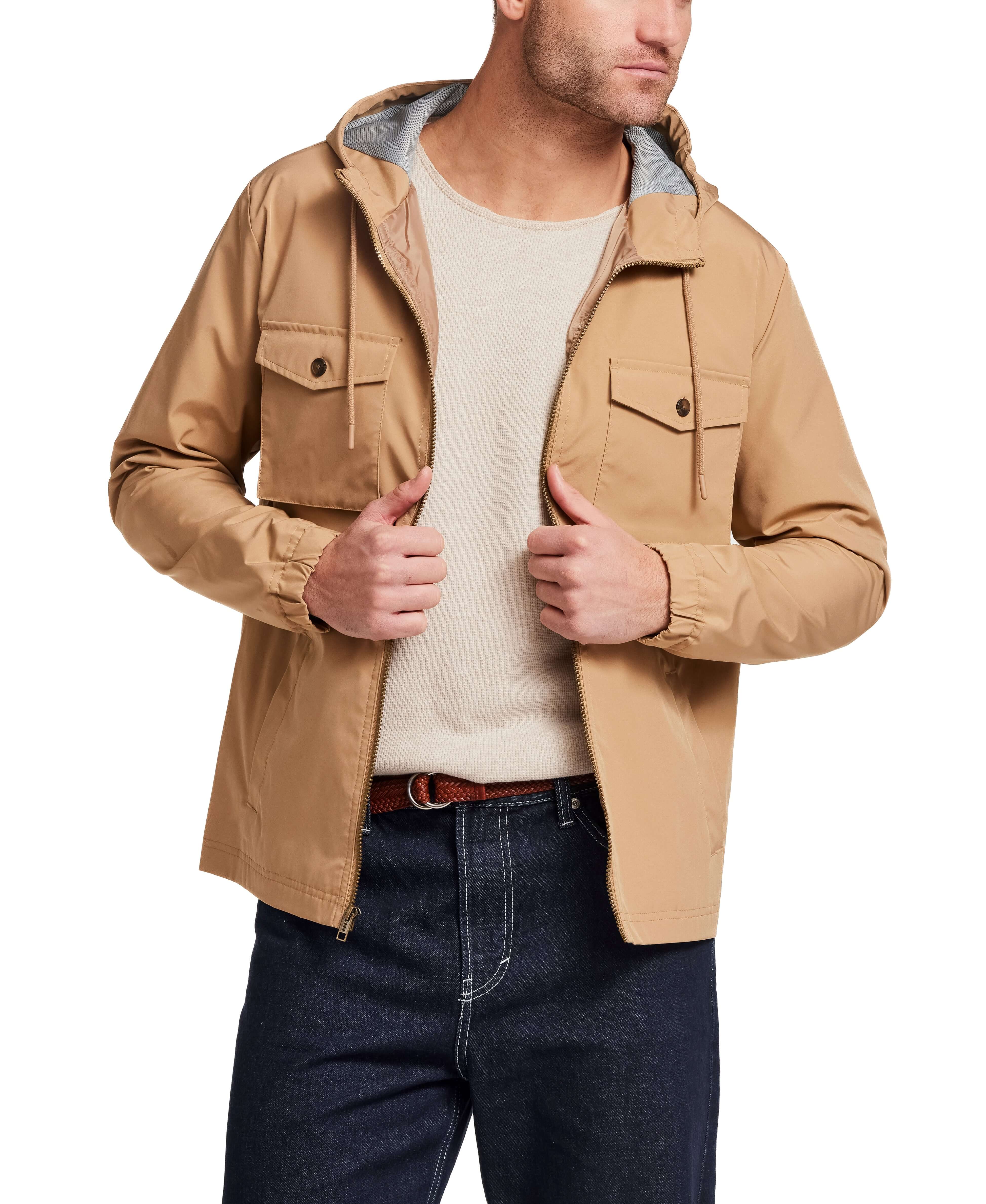 Poly Memory Safari Jacket with Hood in Kelp - Image 2