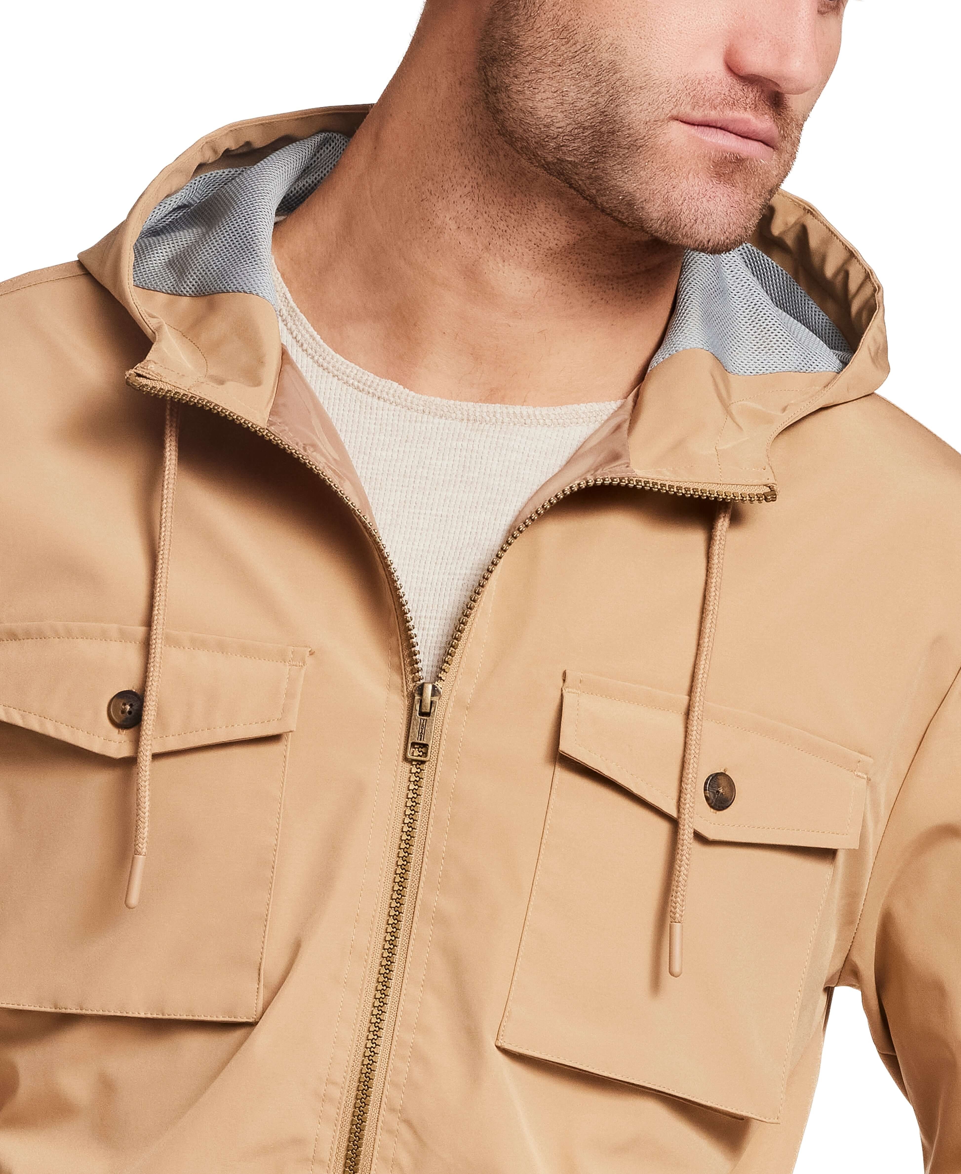 Poly Memory Safari Jacket with Hood in Kelp - Image 4