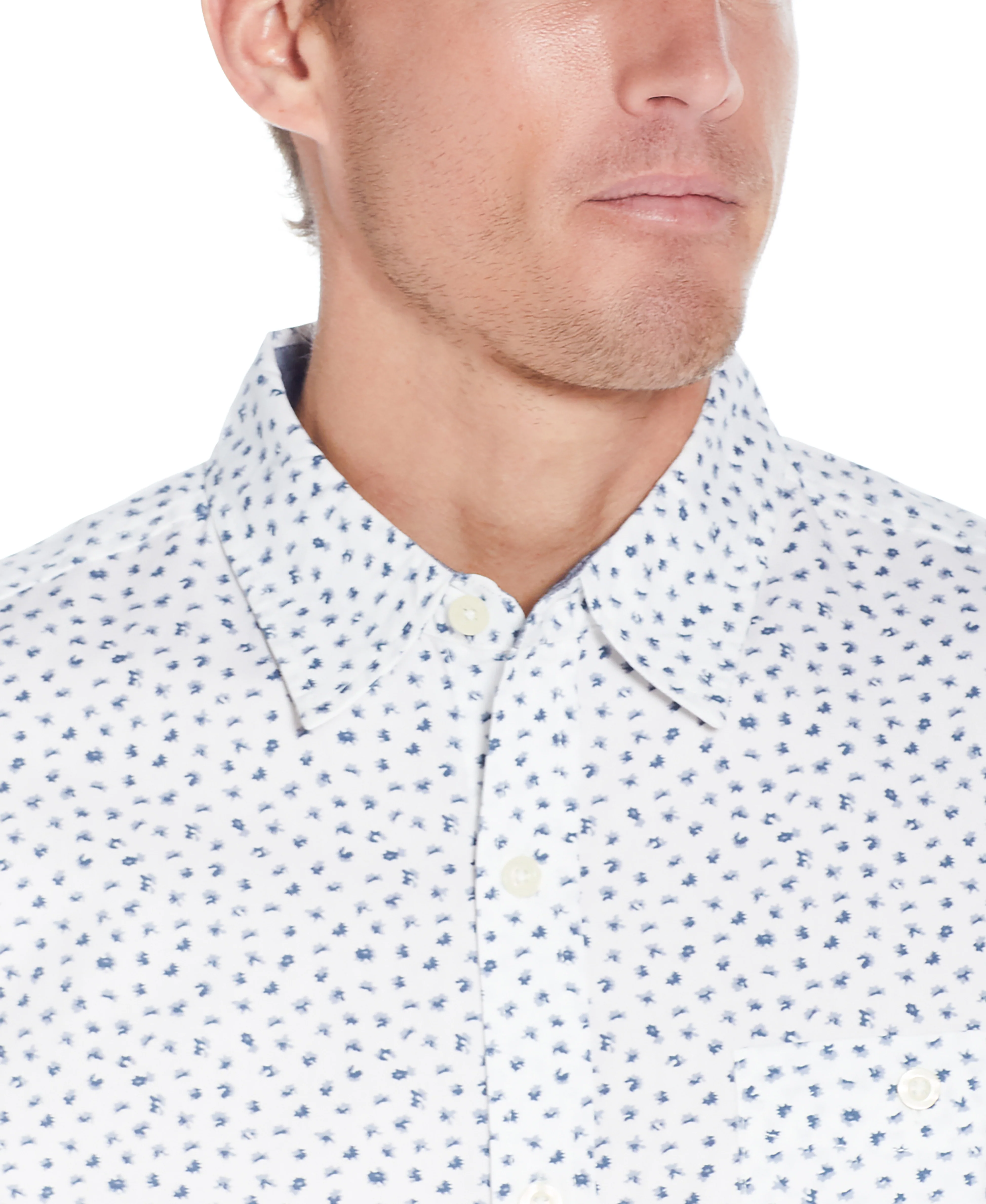 Poplin Neat Floral Printed Shirt In Marshmallow