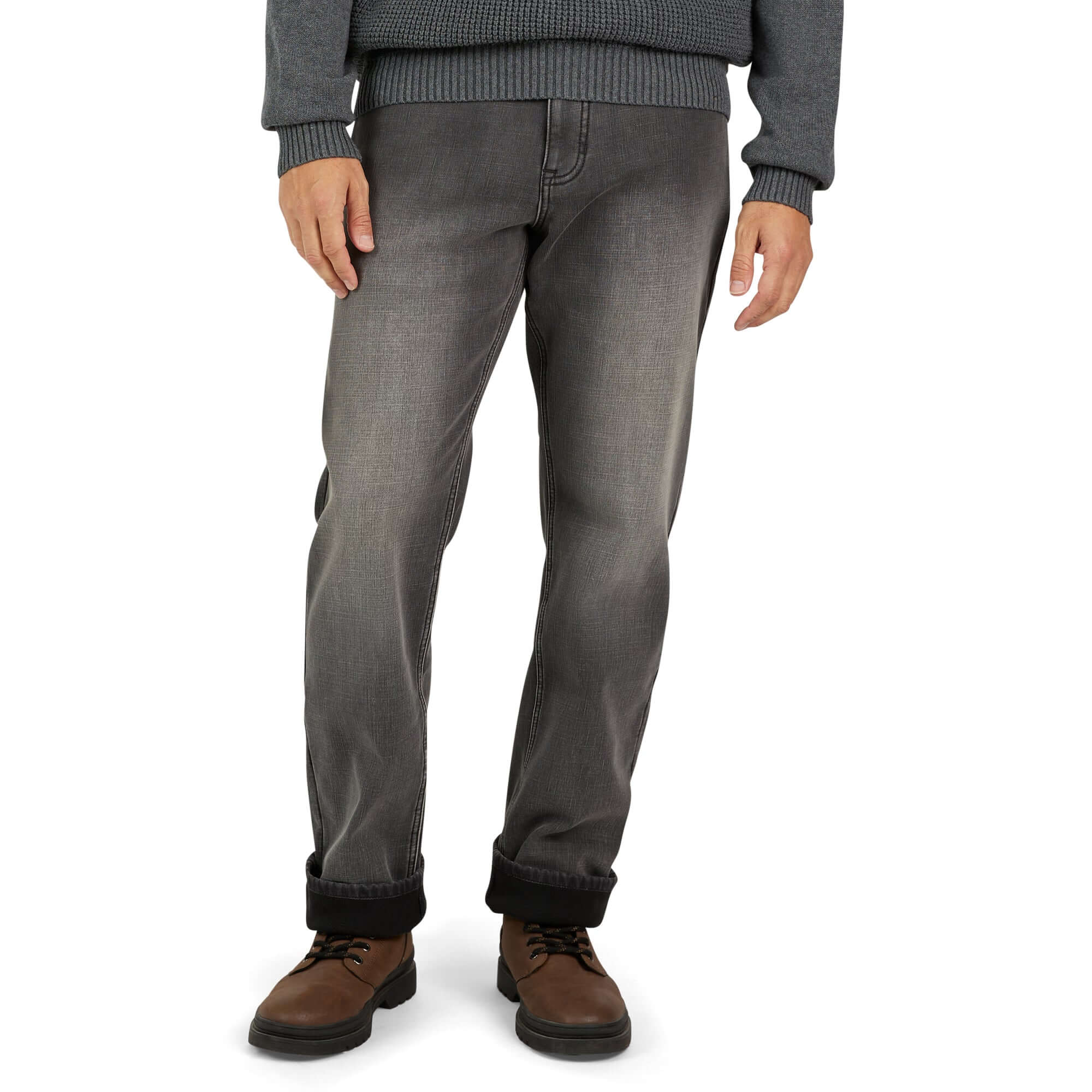 Regular Fit Fleece Lined Jeans - Grey Used - Image 6