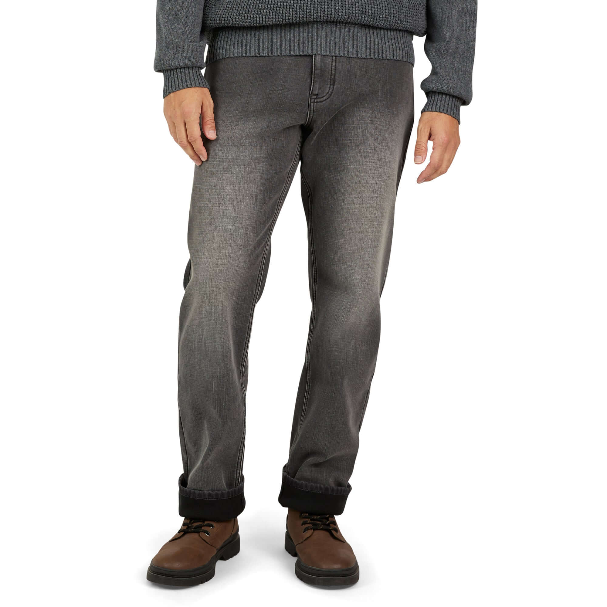 Regular Fit Fleece Lined Jeans - Grey Used - Image 8