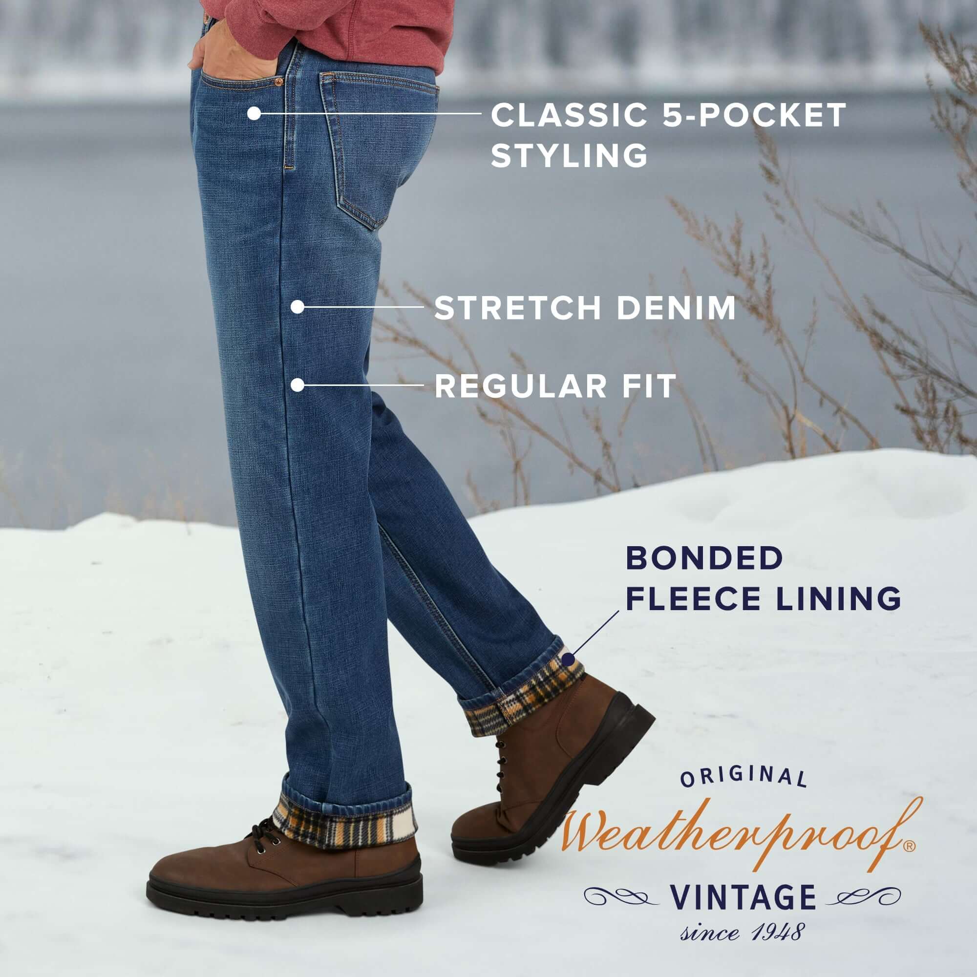 Regular Fit Fleece Lined Jeans - Medium Vintage - Image 9