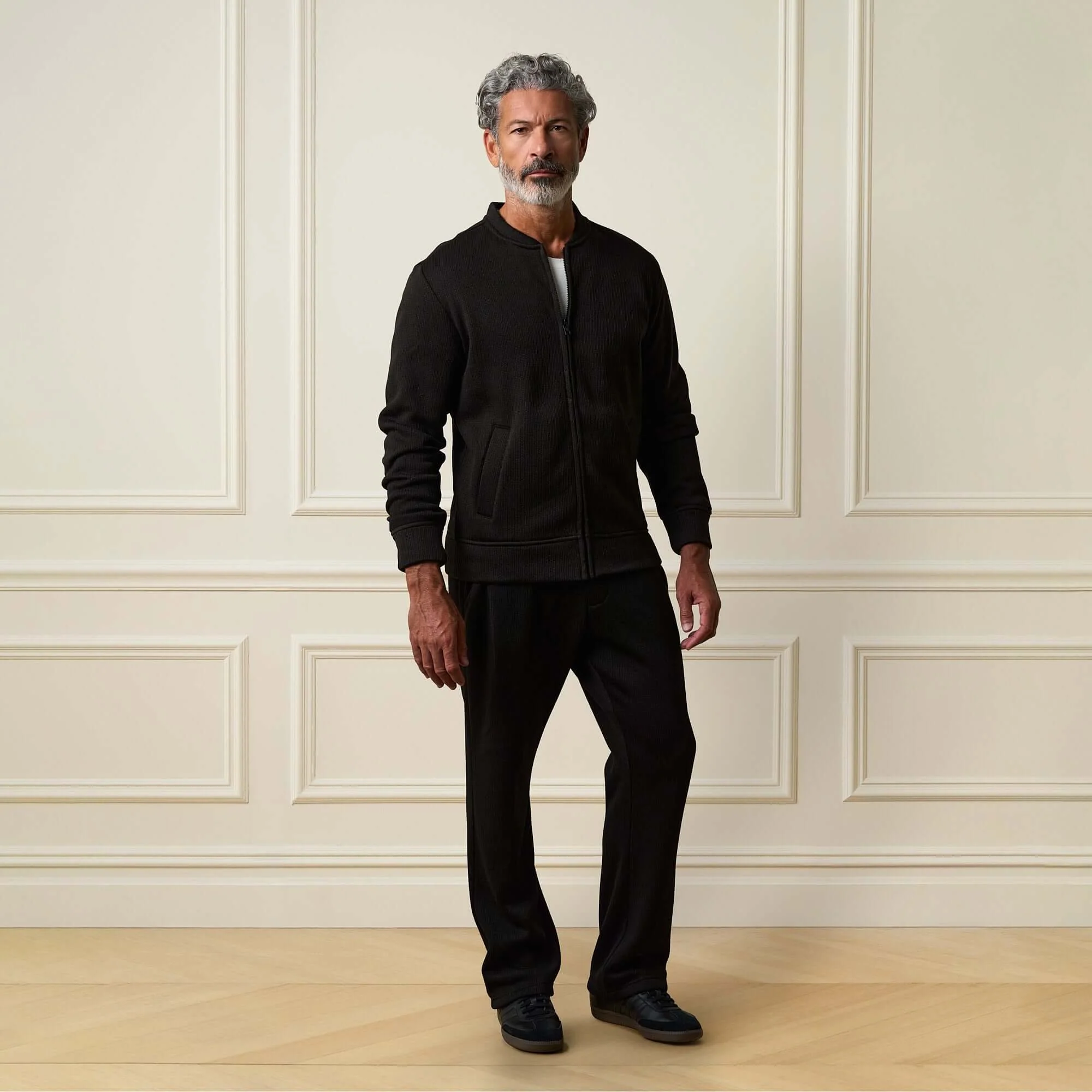 Ribbed Bomber Jacket in Black - Image 4