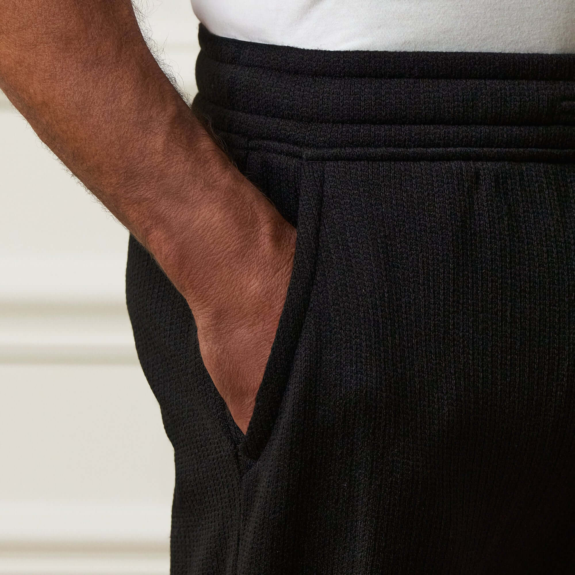 Ribbed Drawstring Pant in Black - Image 4
