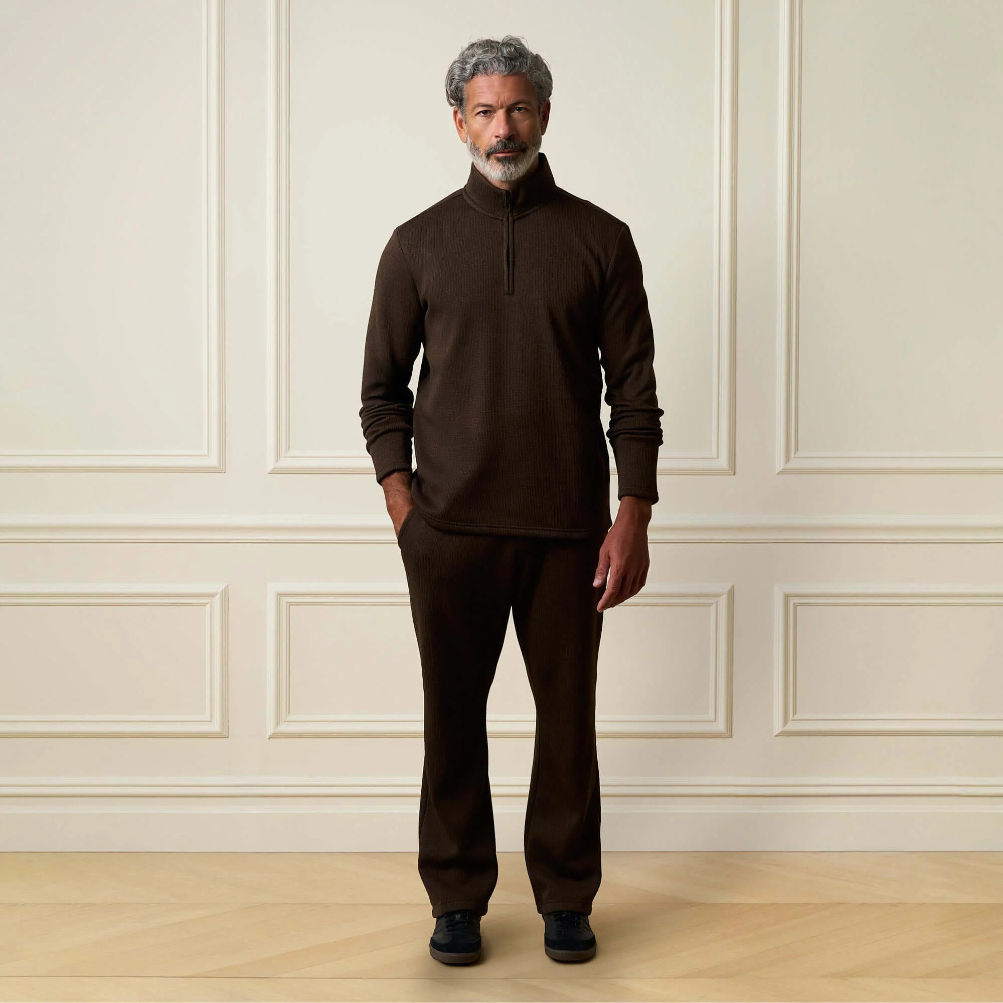 Ribbed Drawstring Pant in Brown - Image 3