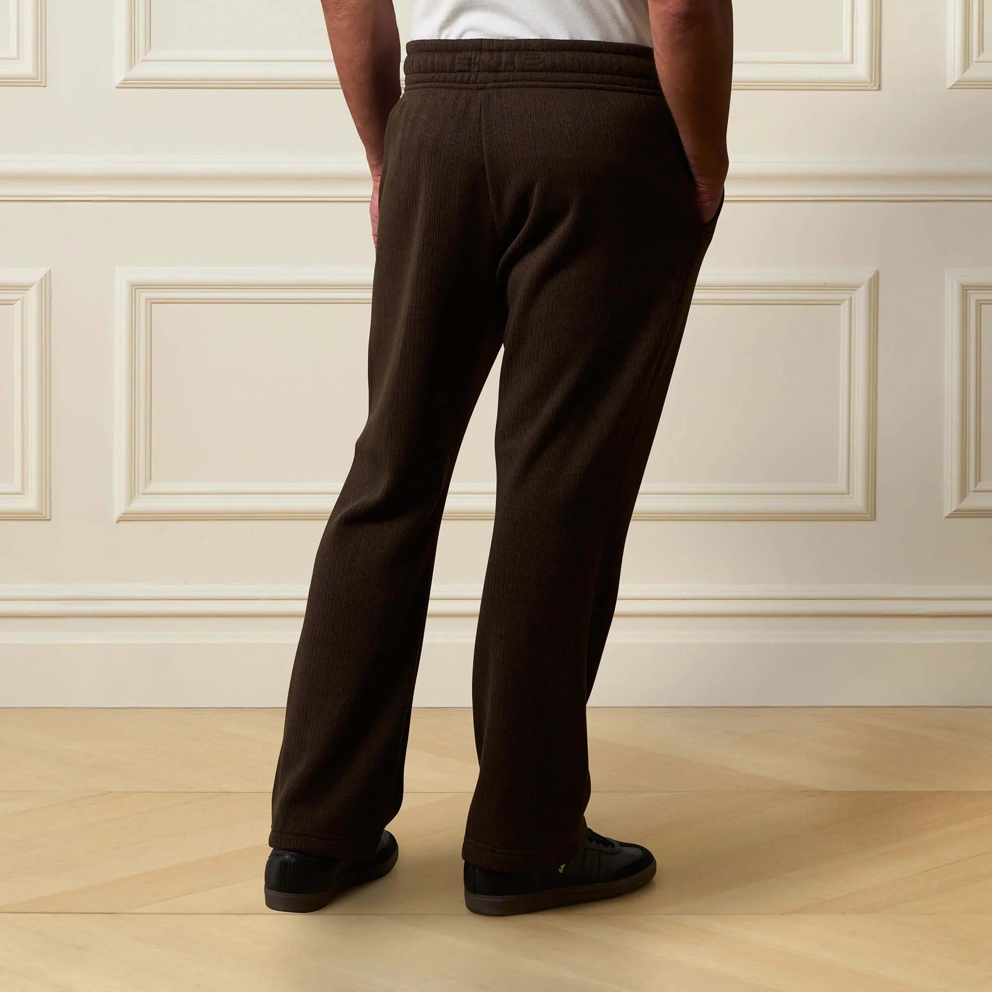 Ribbed Drawstring Pant in Brown - Image 4