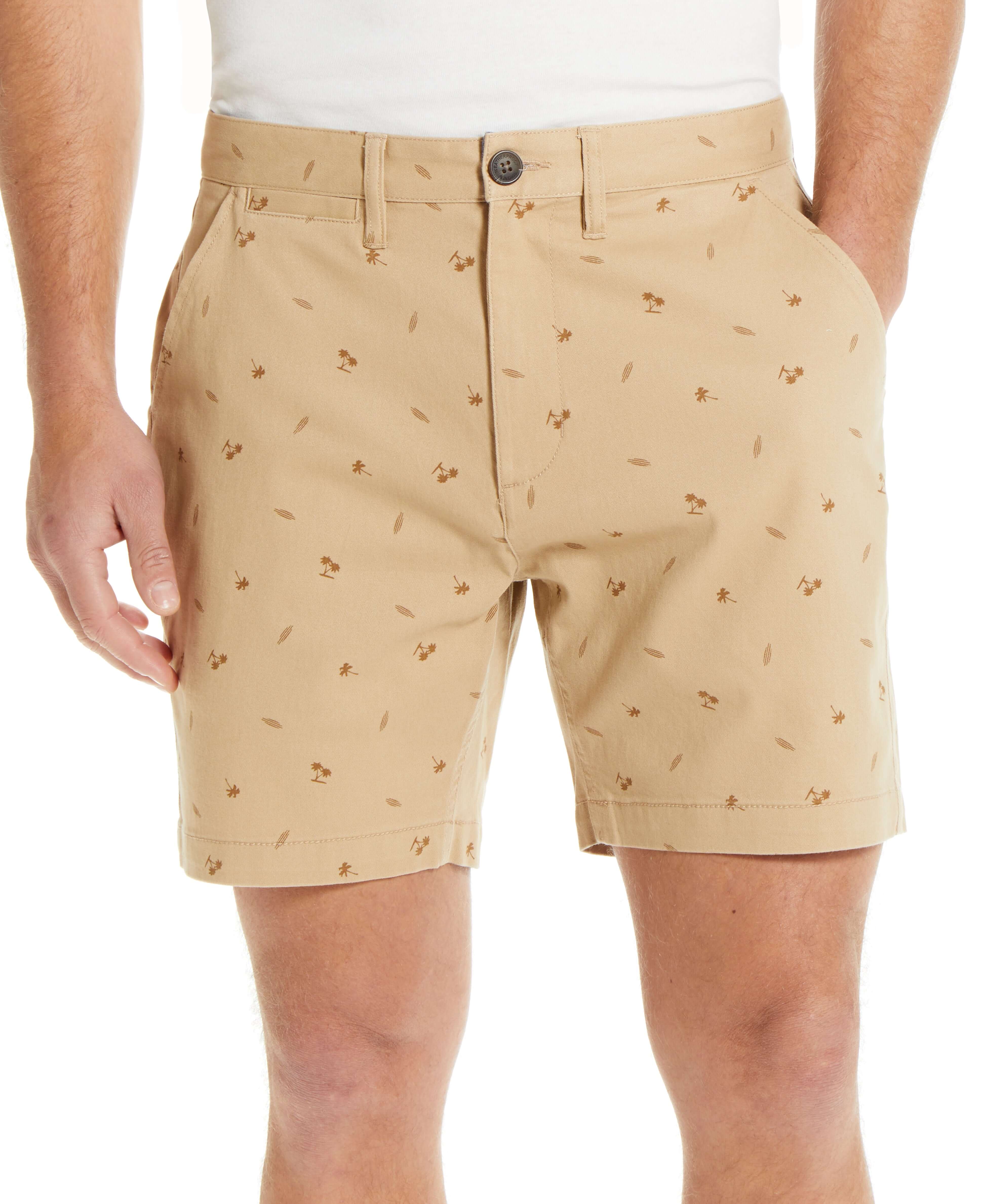 7" Printed Stretch Cotton Short In Nomad Palm