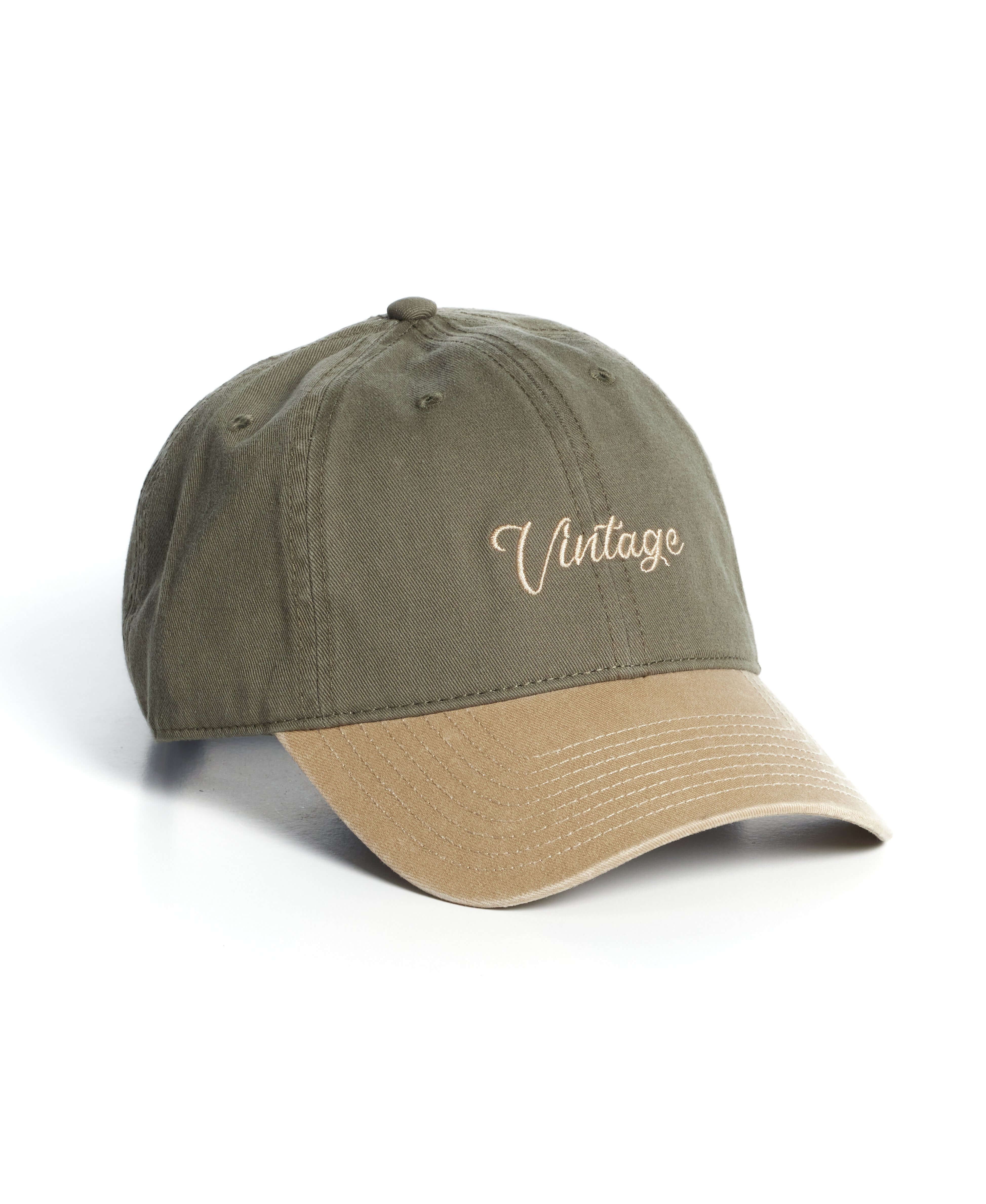 Script Vintage Hat in Olive