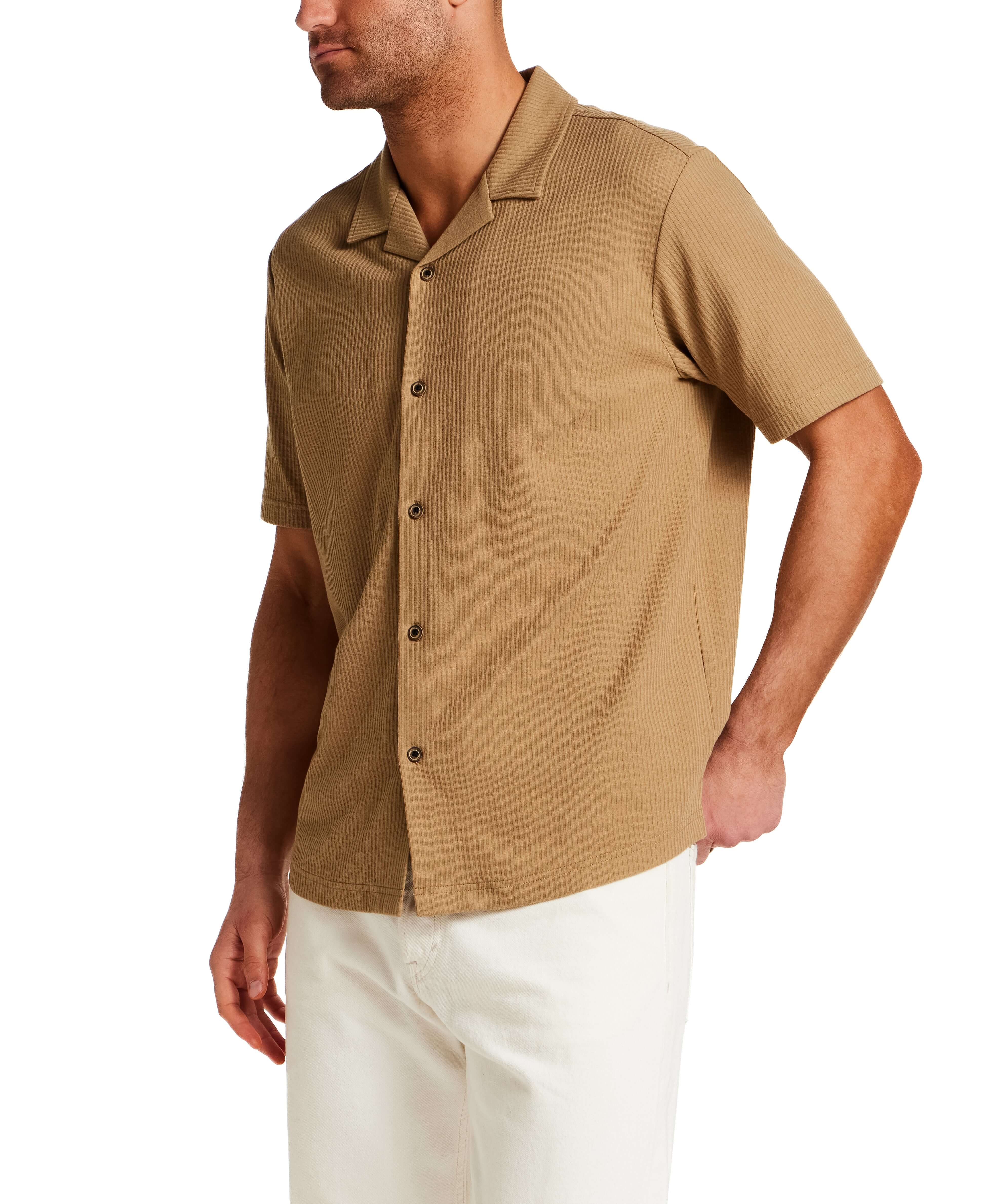 Seersucker Coatfront Knit in Khaki - Image 3