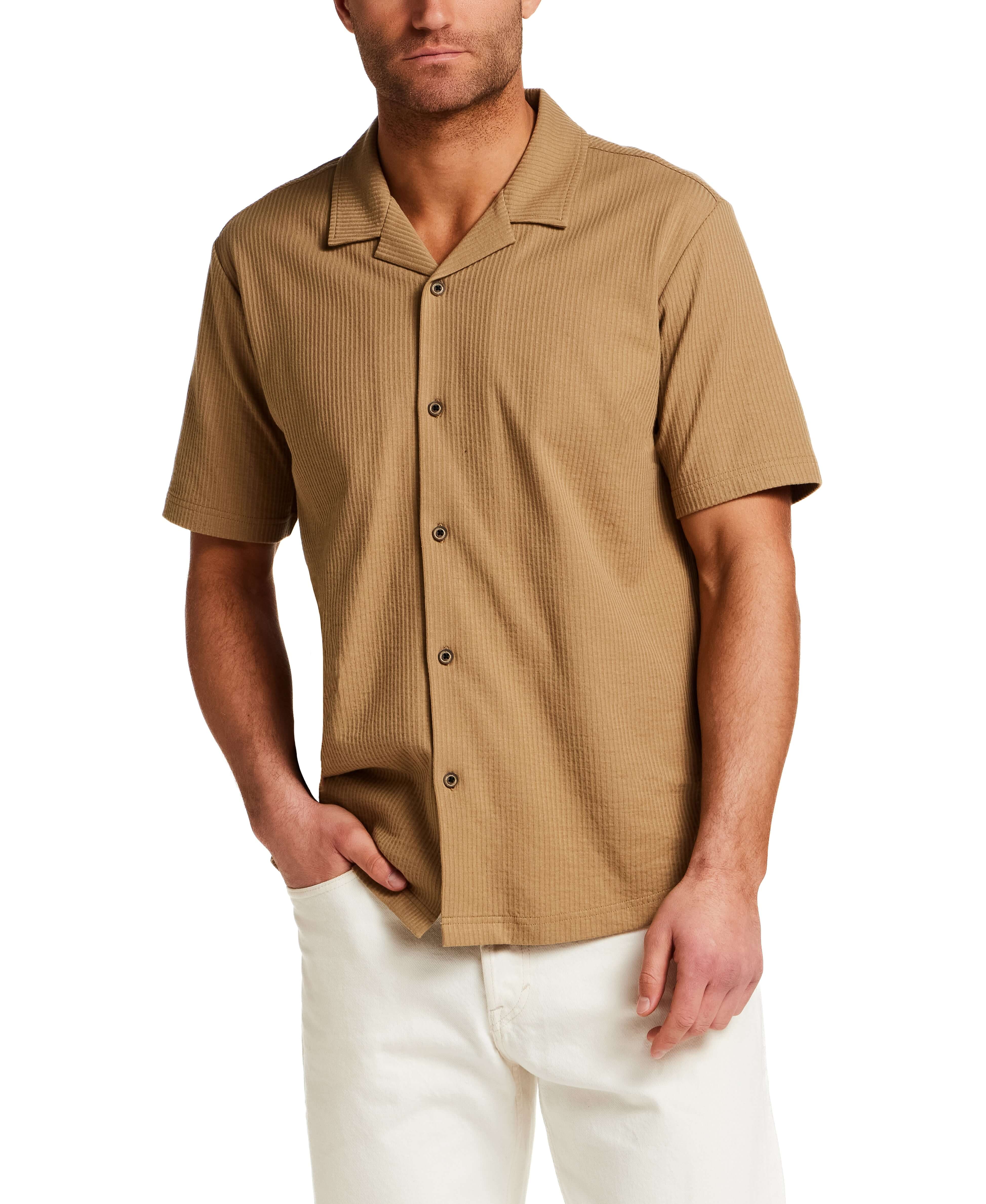 Seersucker Coatfront Knit in Khaki - Image 5