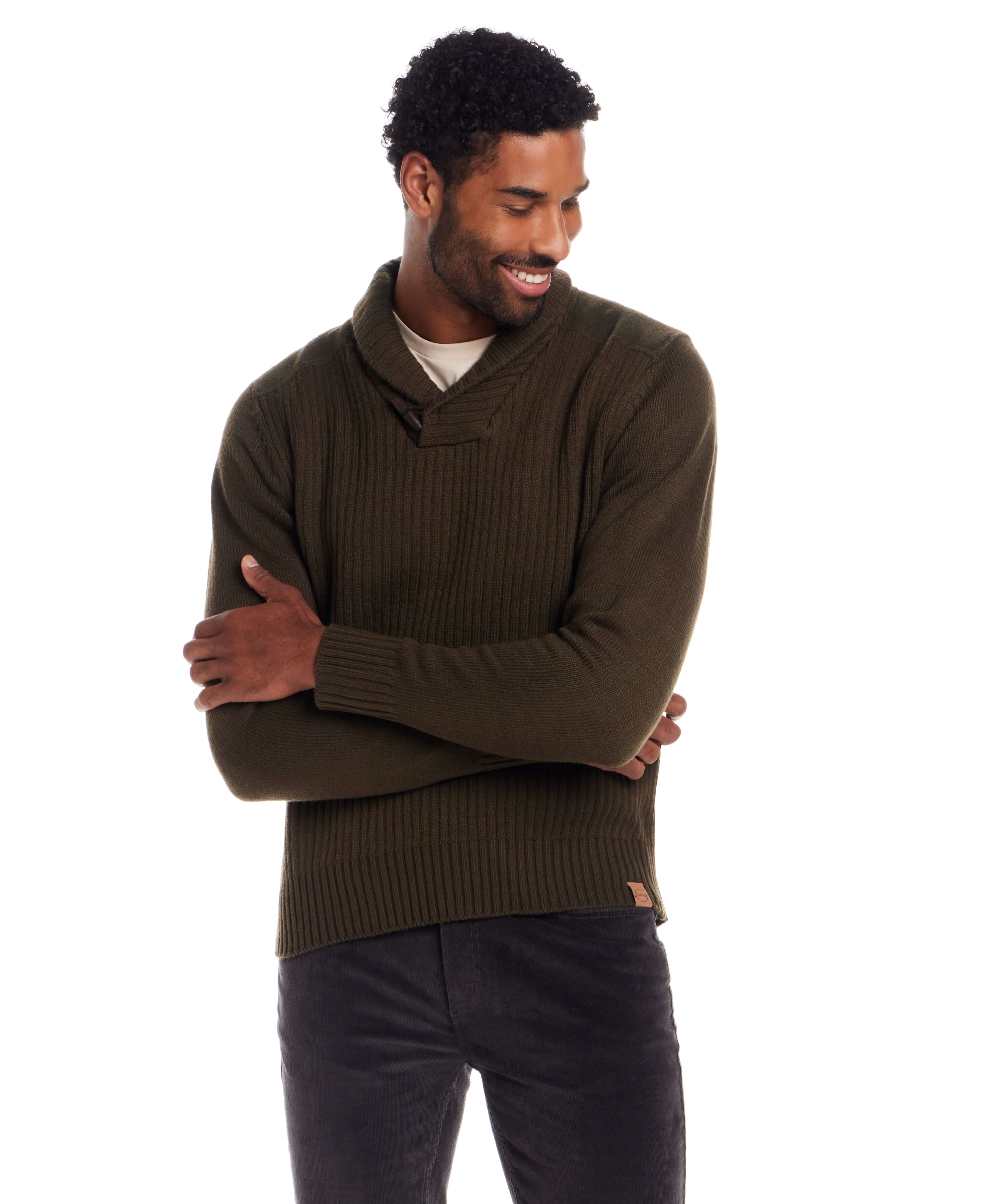 Shawl Collar Toggle Pullover in Military Olive - Image 3