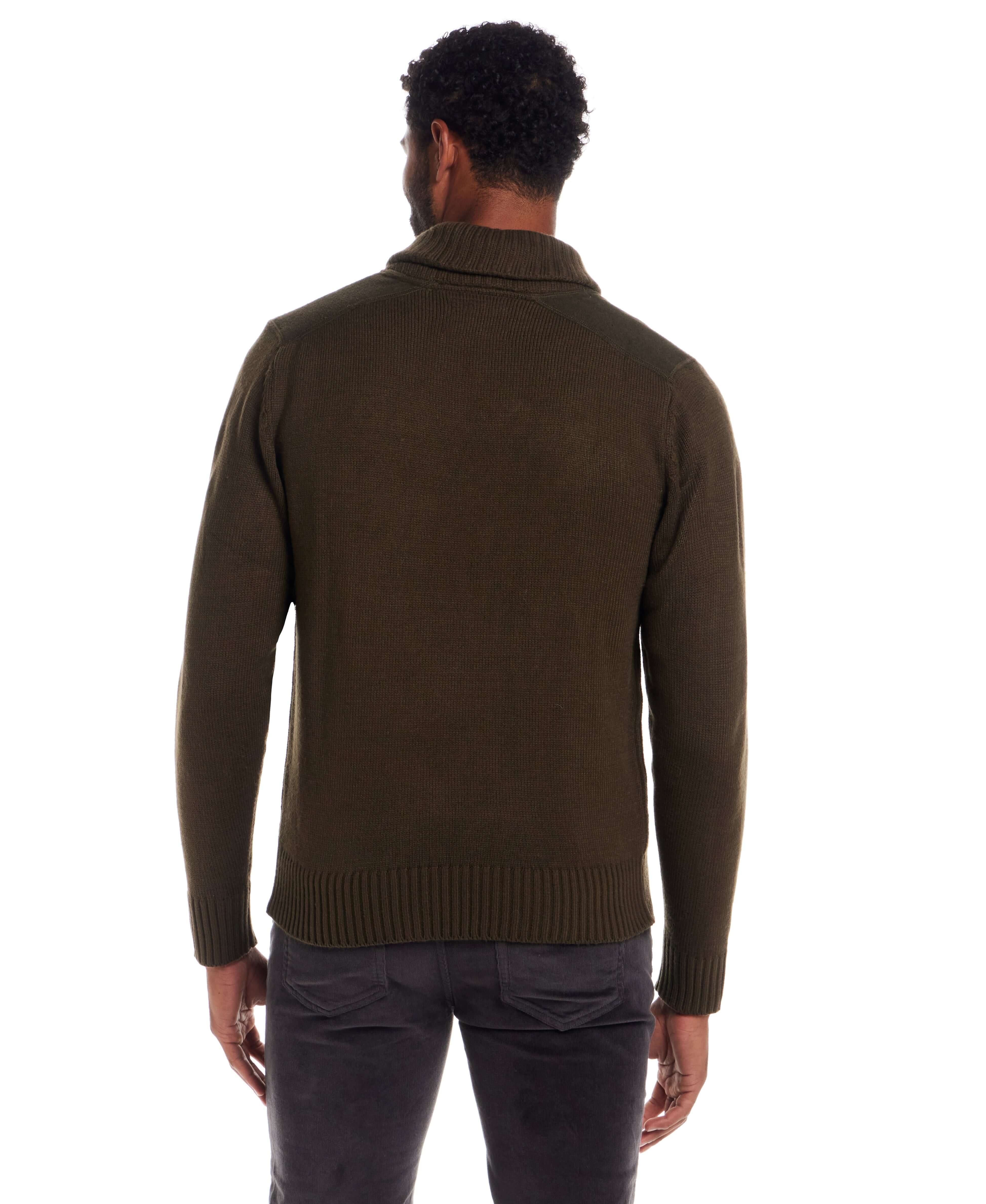 Shawl Collar Toggle Pullover in Military Olive - Image 4