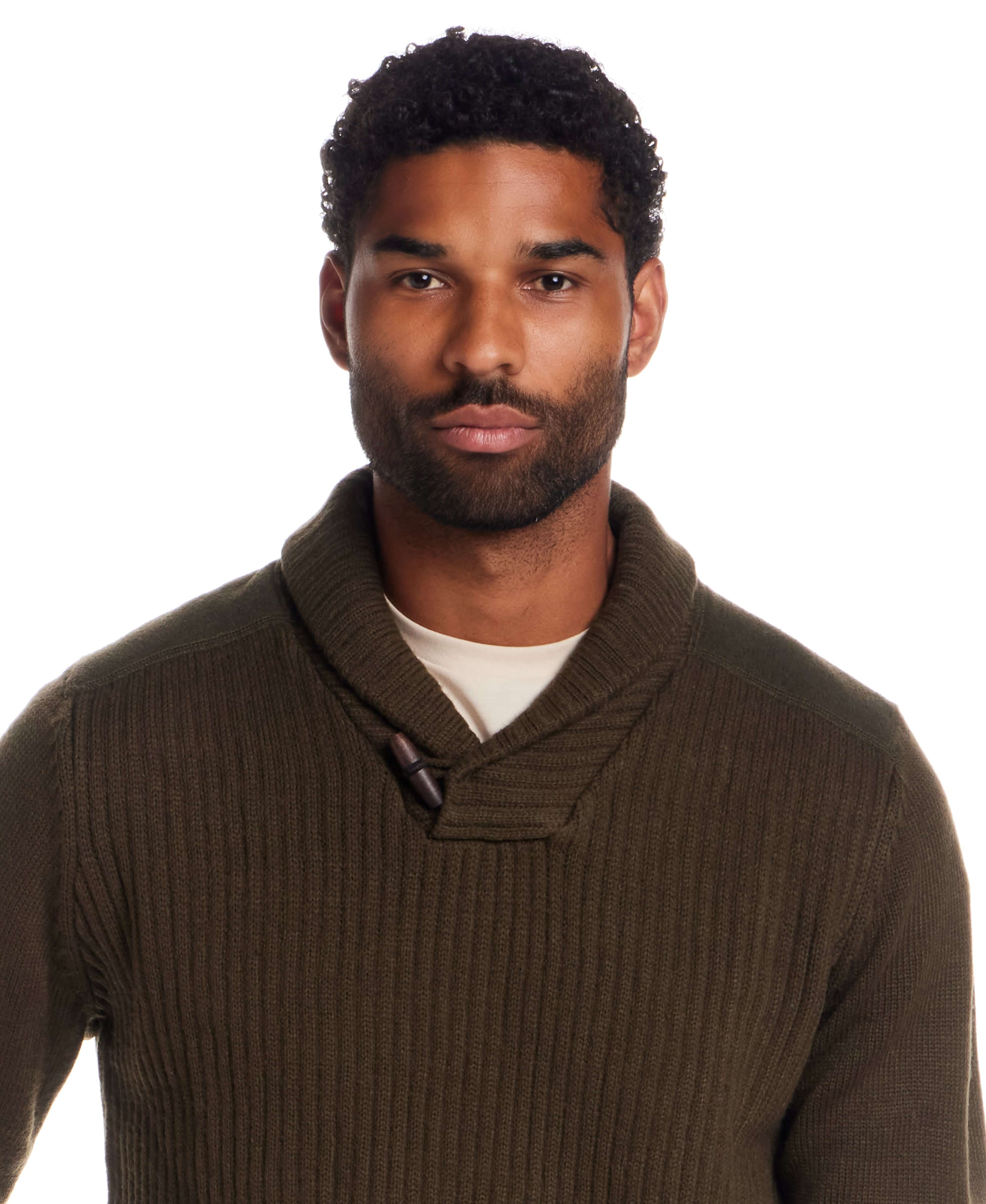 Shawl Collar Toggle Pullover in Military Olive - Image 5