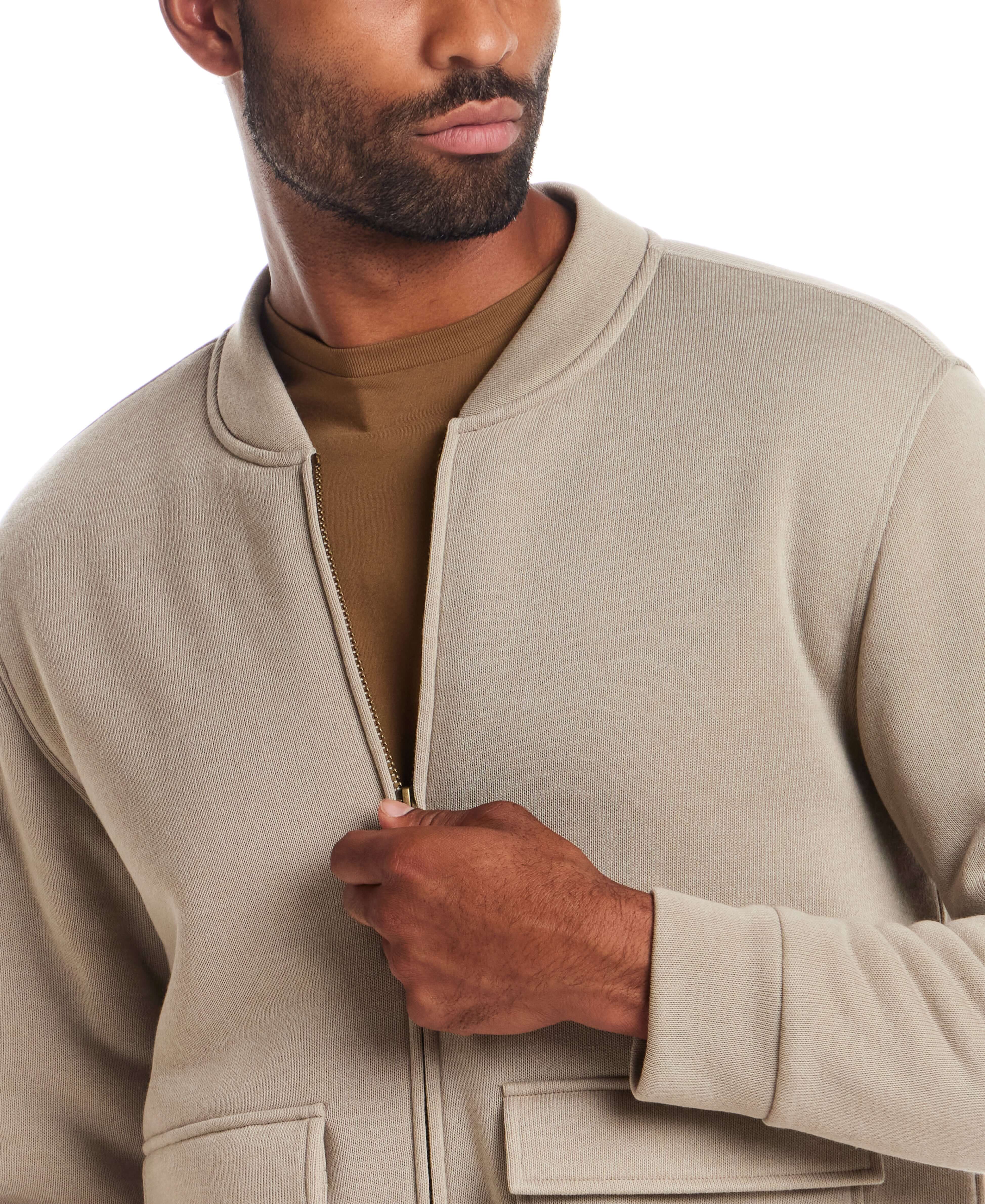 Sherpa Lined Bomber Jacket in Abbey Stone - Image 3