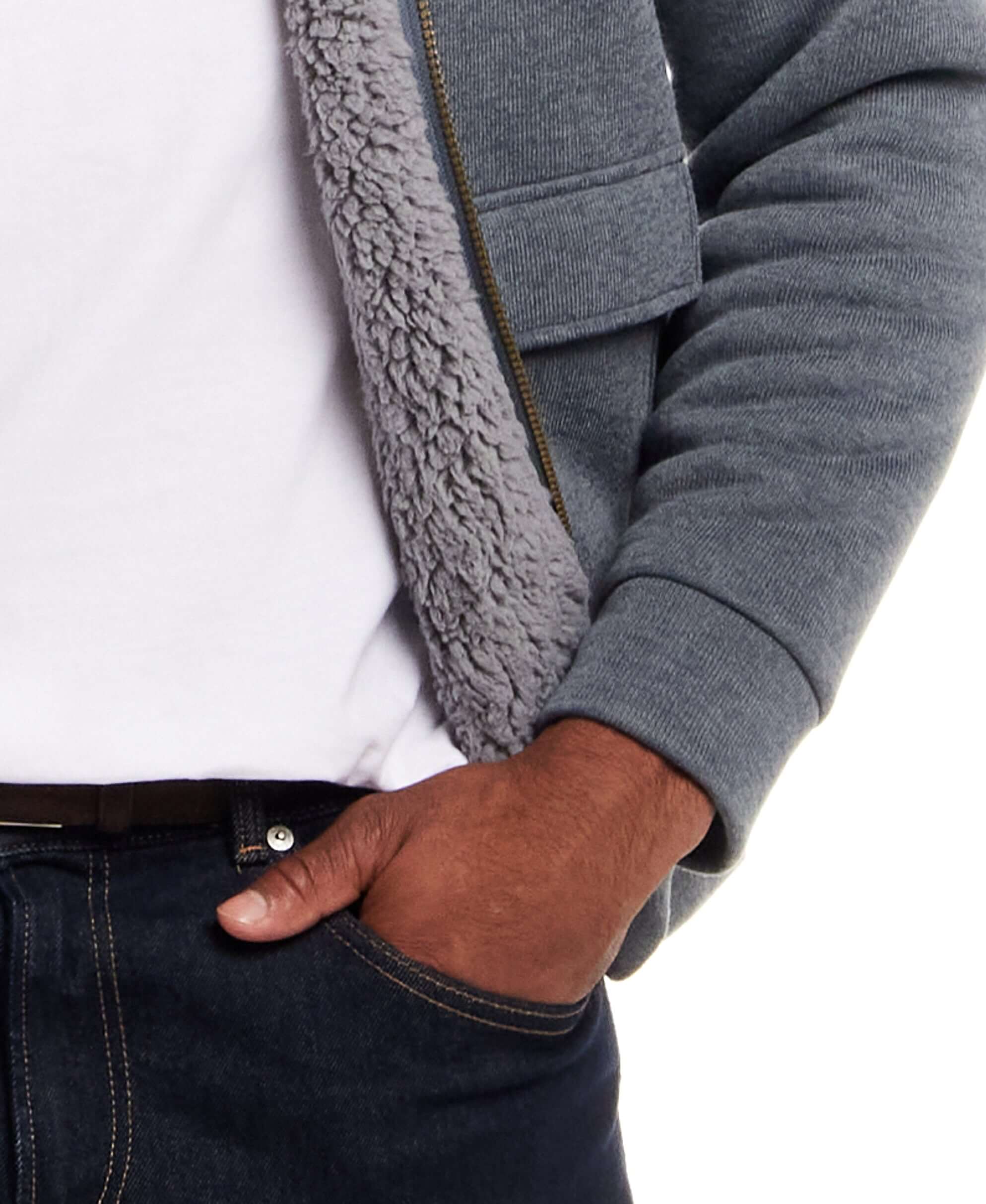 Sherpa Lined Bomber Jacket in Storm Blue - Image 5