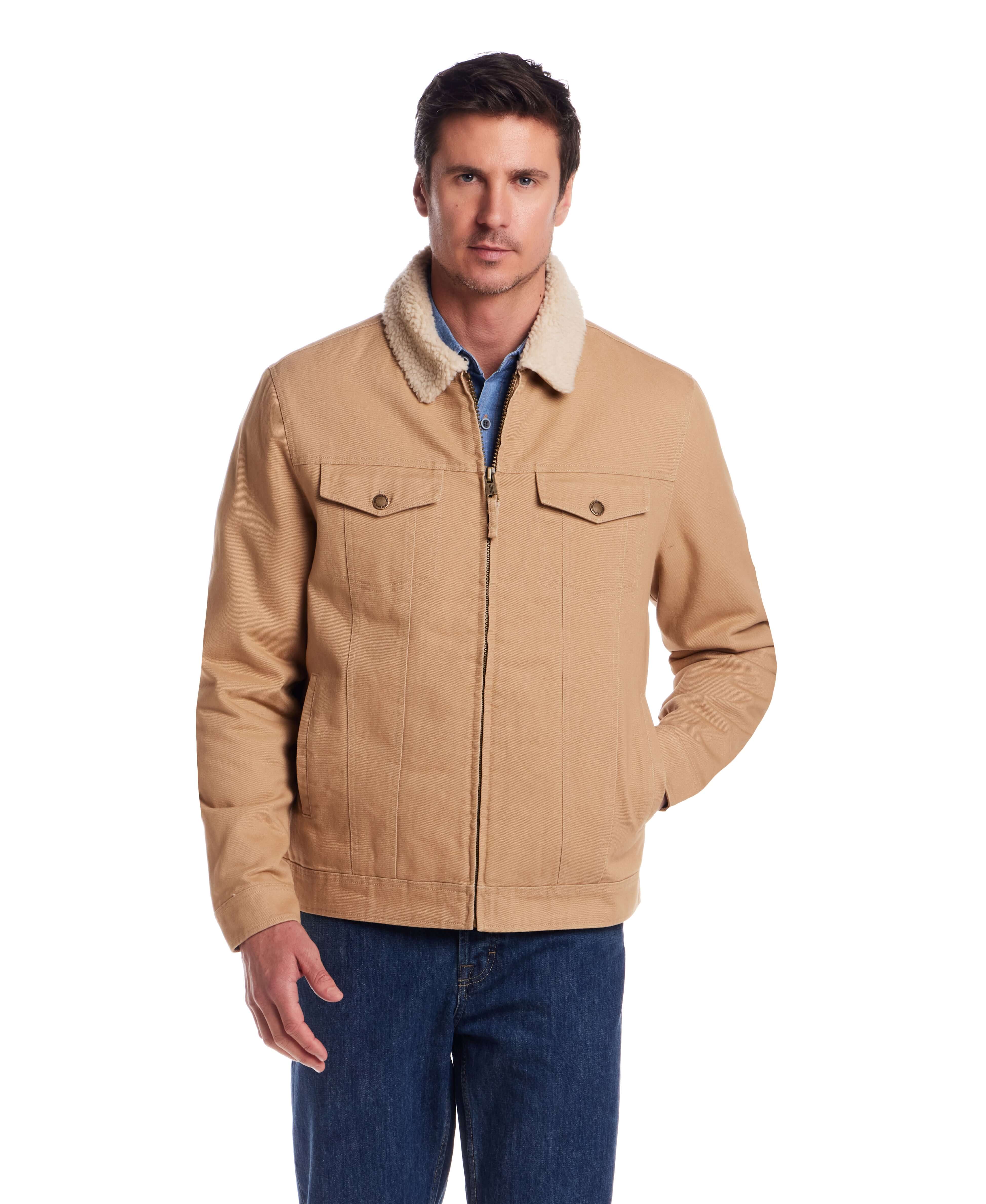 Sherpa Lined Canvas Twill Trucker in White Pepper - Image 6