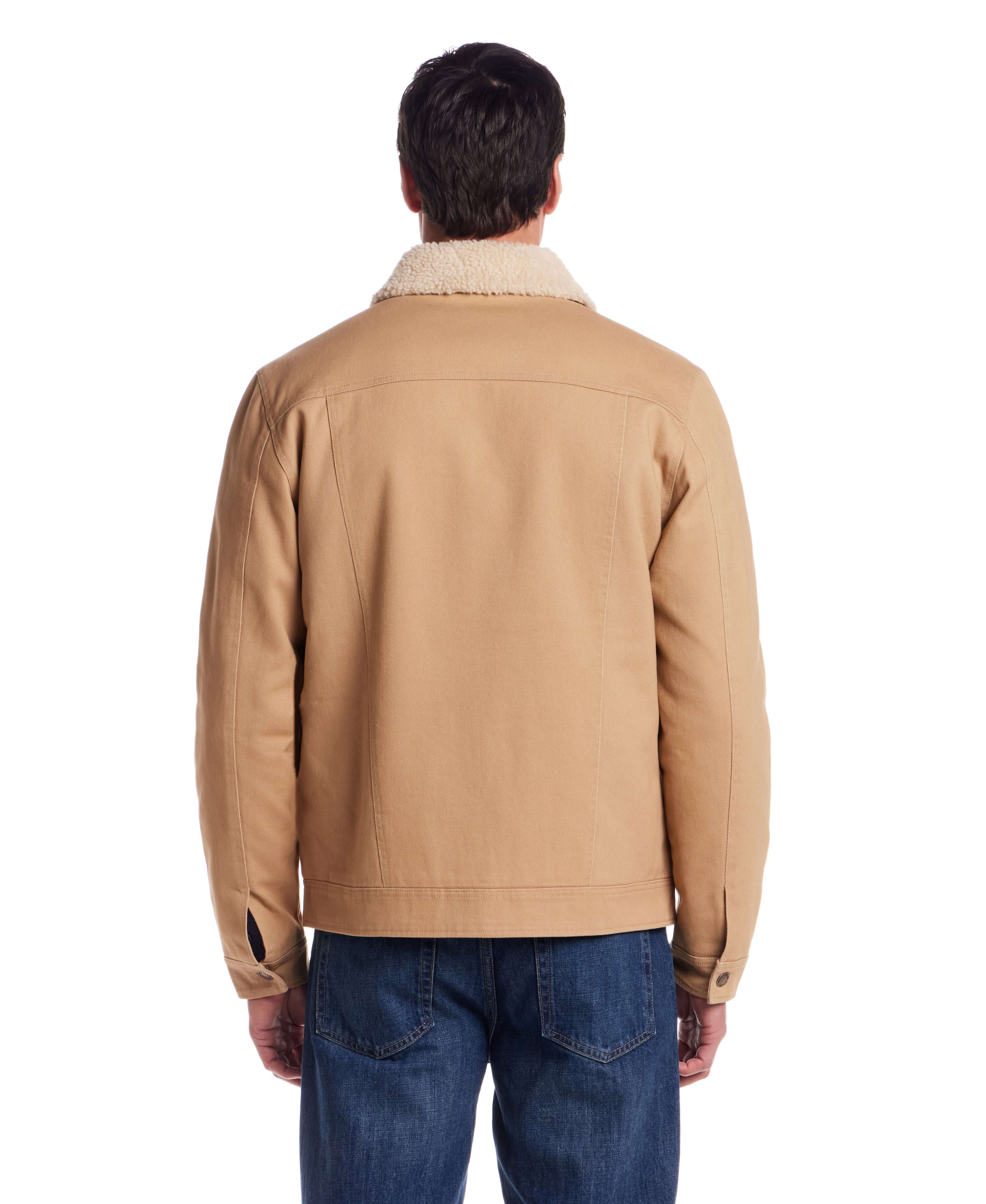 Sherpa Lined Canvas Twill Trucker in White Pepper - Image 7