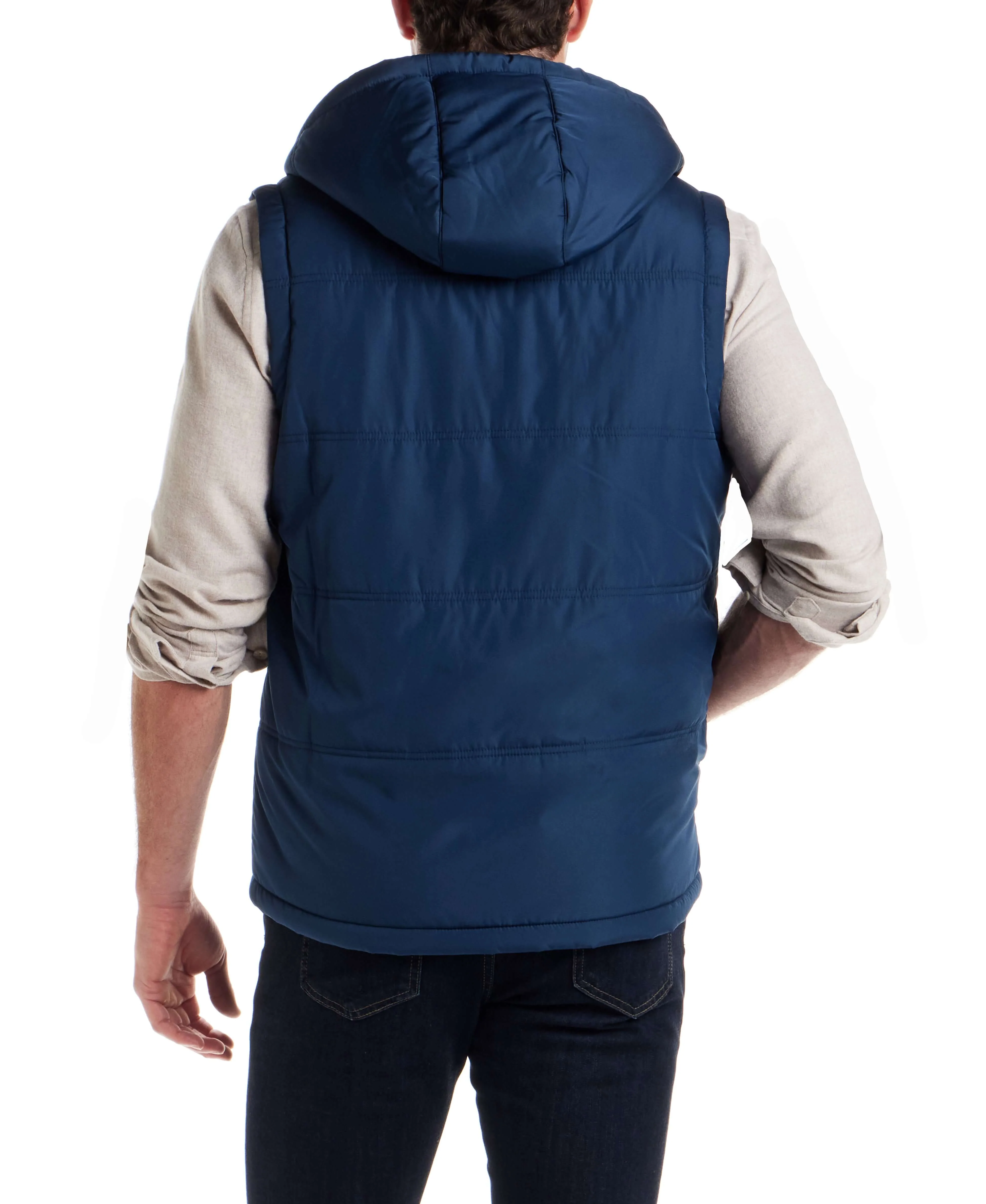 Sherpa Lined Hooded Puffer Vest in Insignia Blue - Image 3