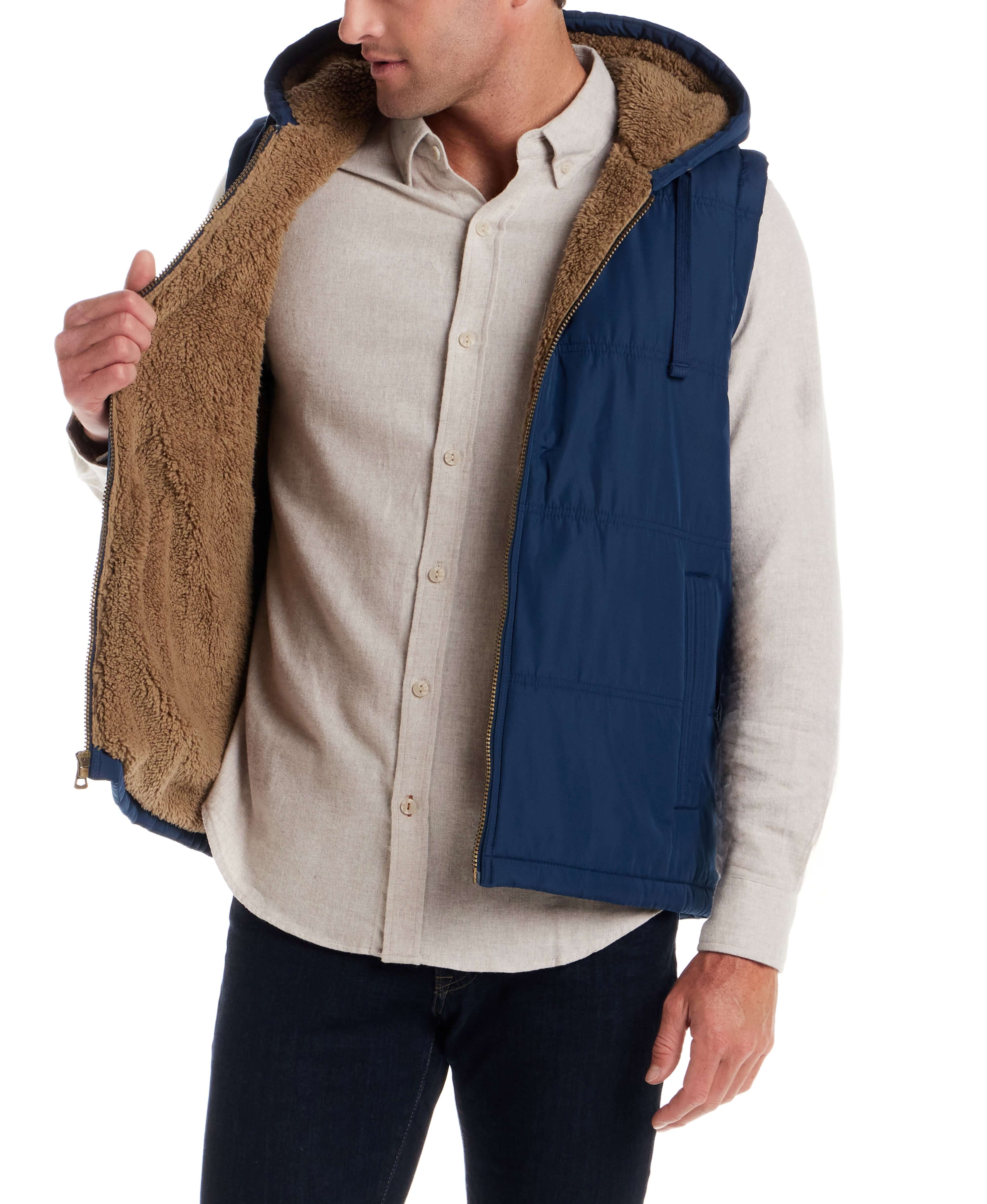 Sherpa Lined Hooded Puffer Vest in Insignia Blue - Image 5