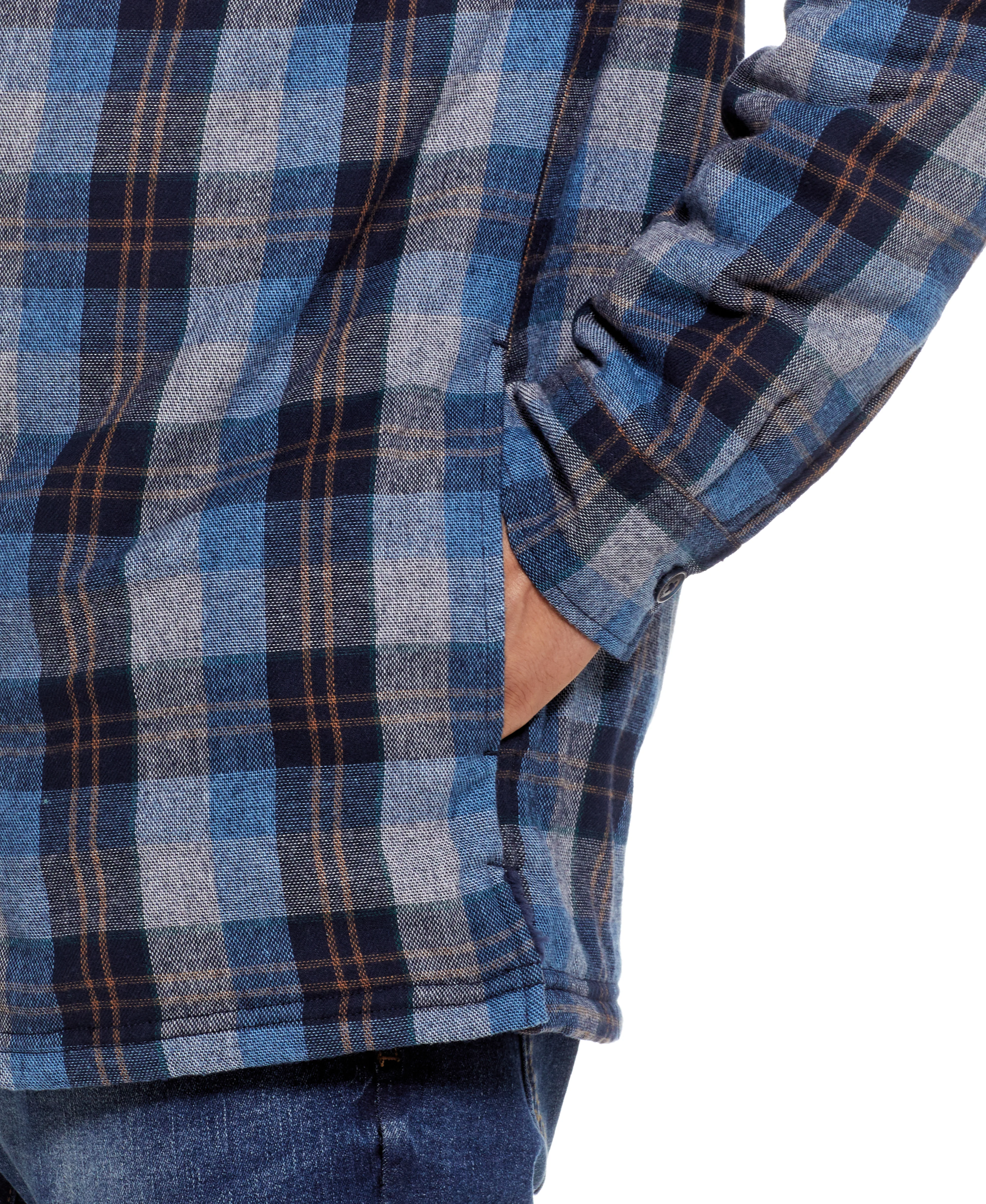 Sherpa Lined Hooded Shirt Jacket In Blue - Image 8