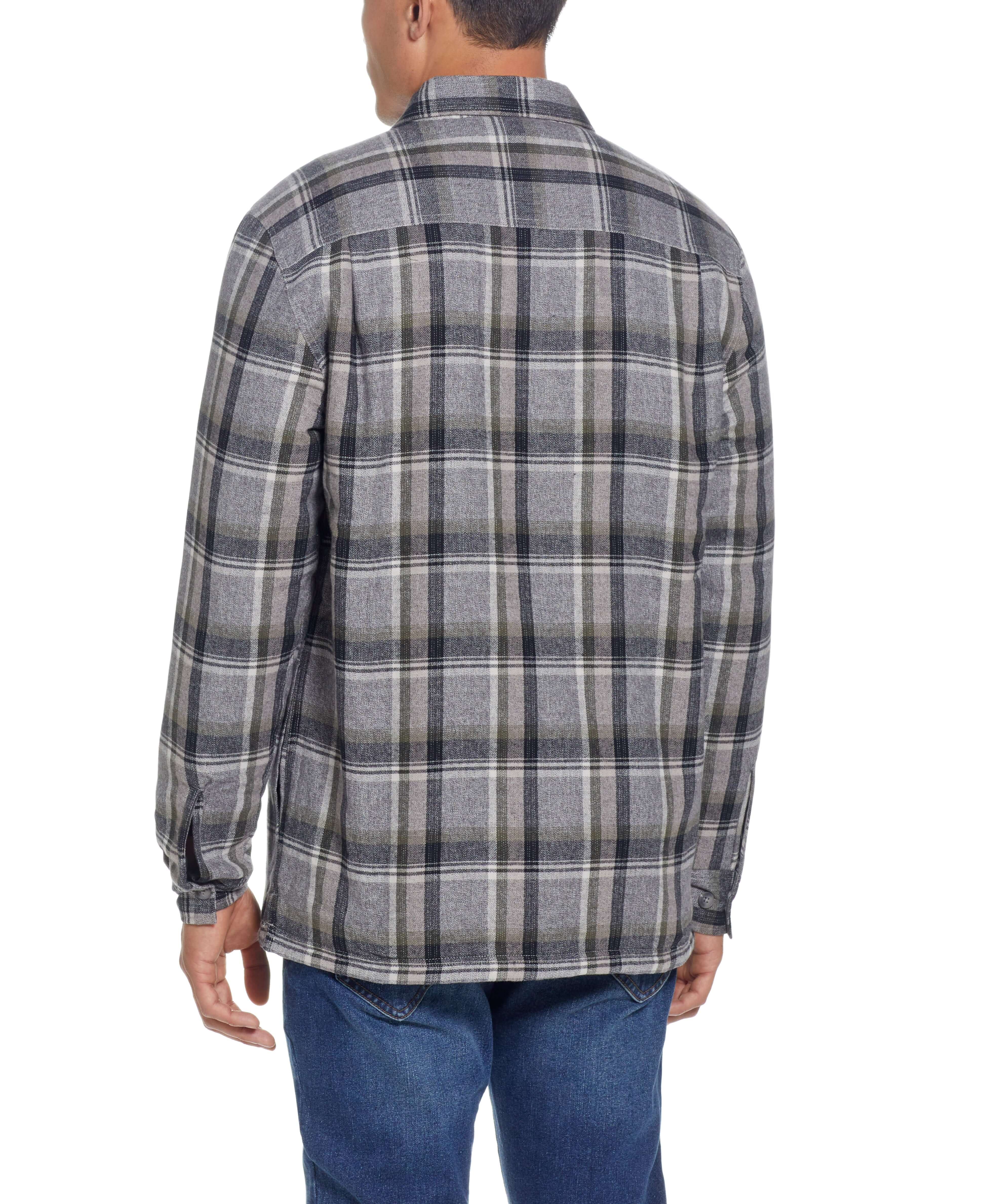 Sherpa Lined Flannel Shirt Jacket In Twine - Image 8