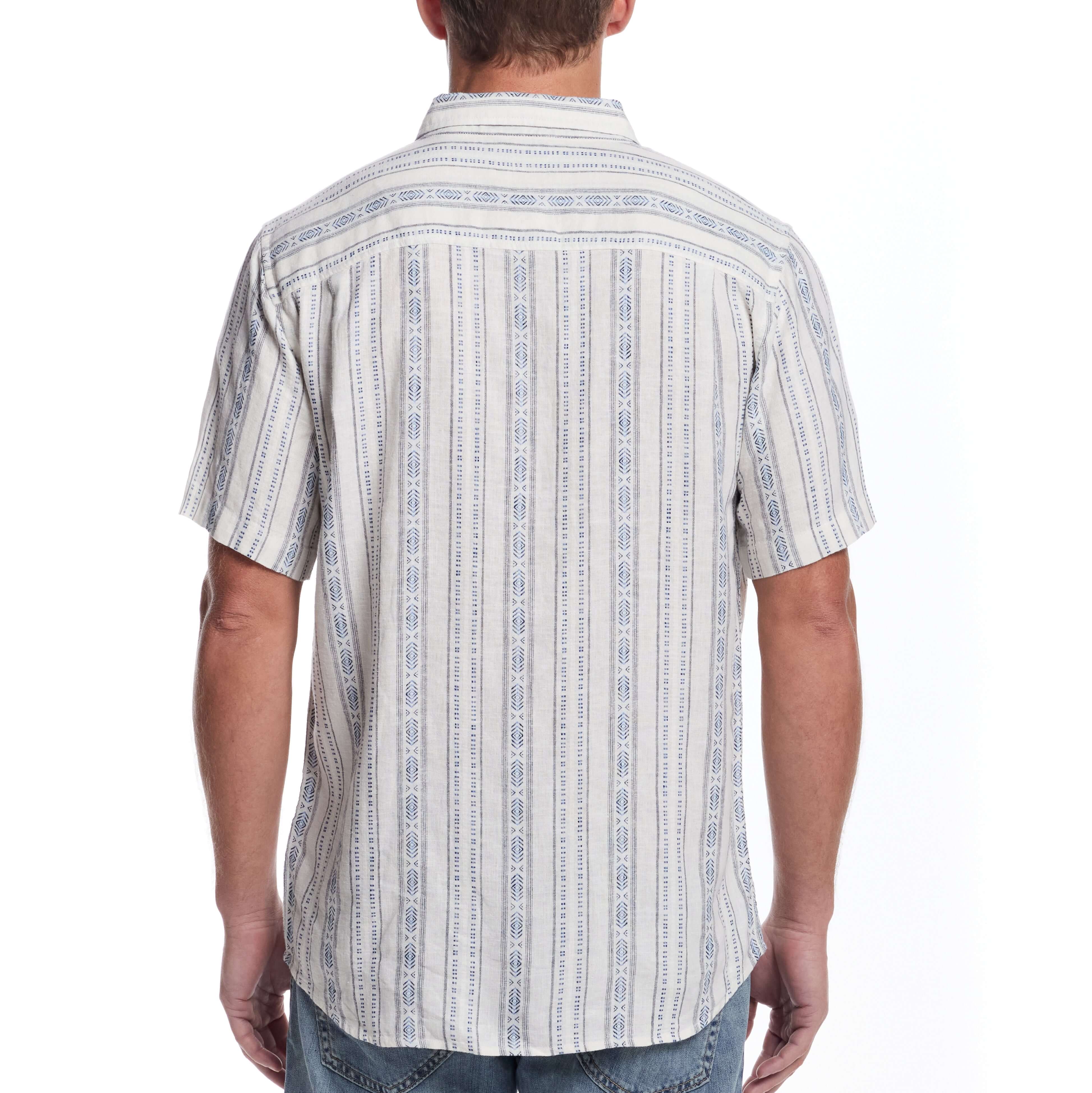 Short Sleeve Aztec Dobby Shirt in Azure Blue - Image 4