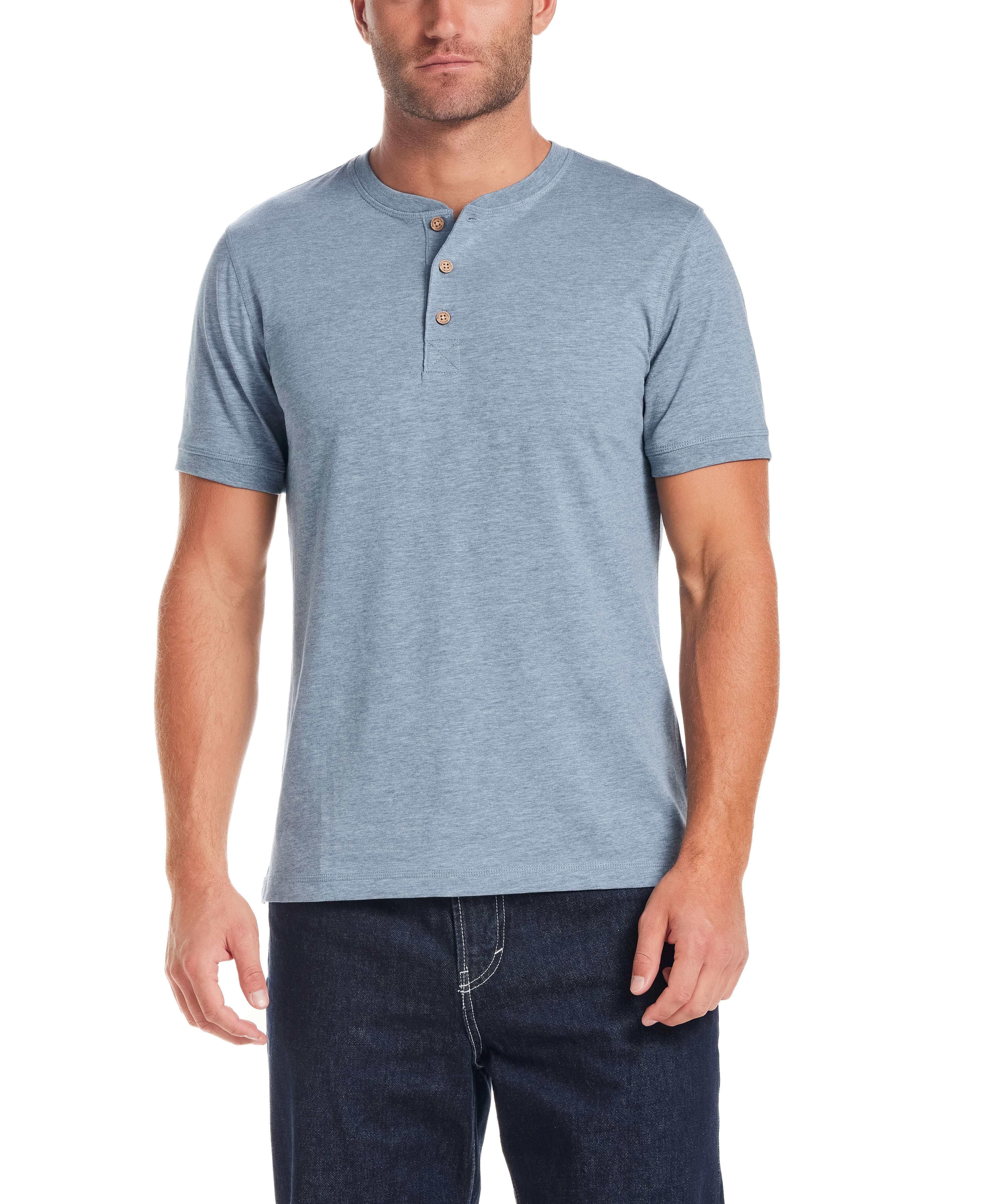 Short Sleeve Melange Henley in Spring Wave - Image 3