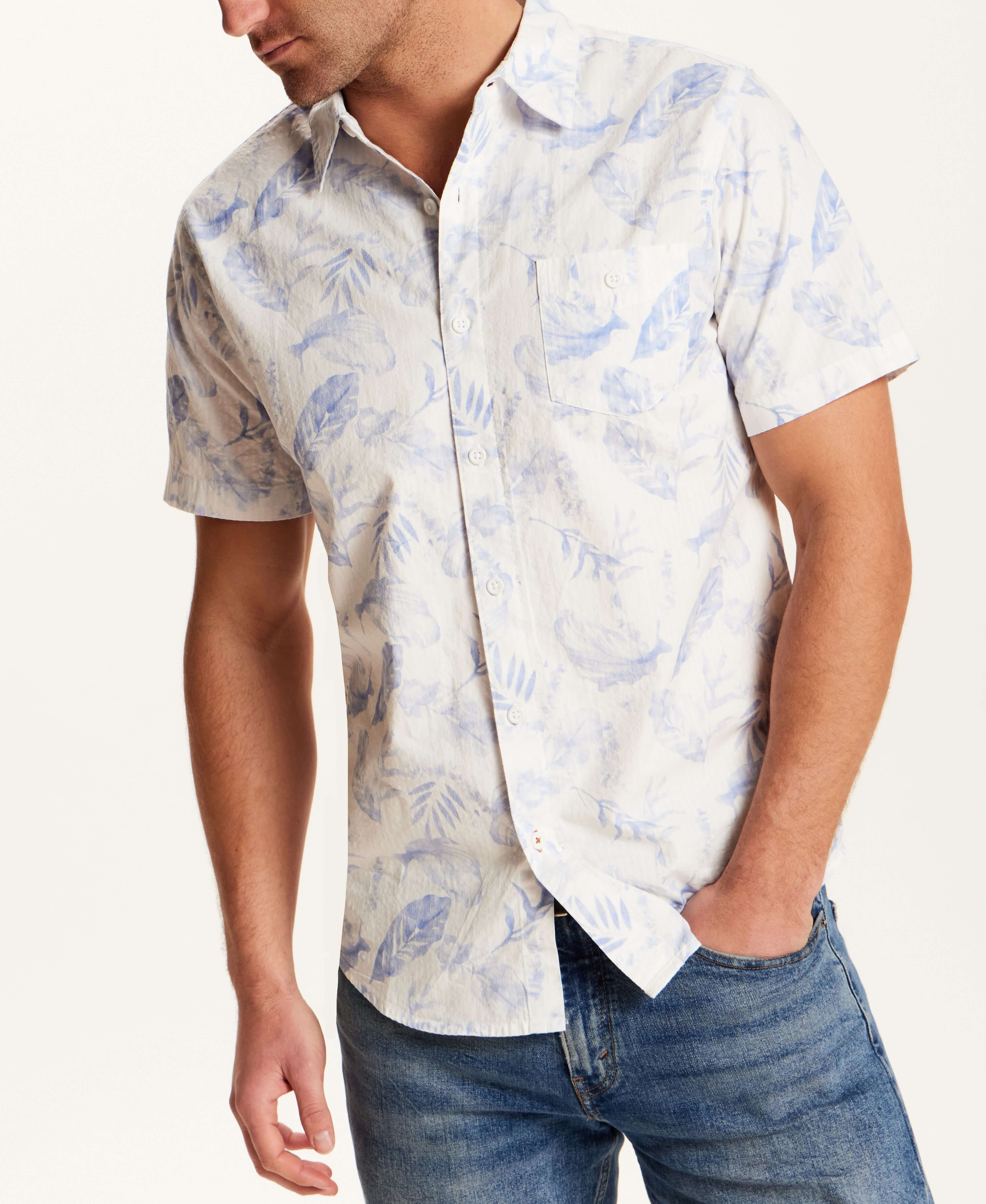 Short Sleeve Seersucker Stripe in English Manor