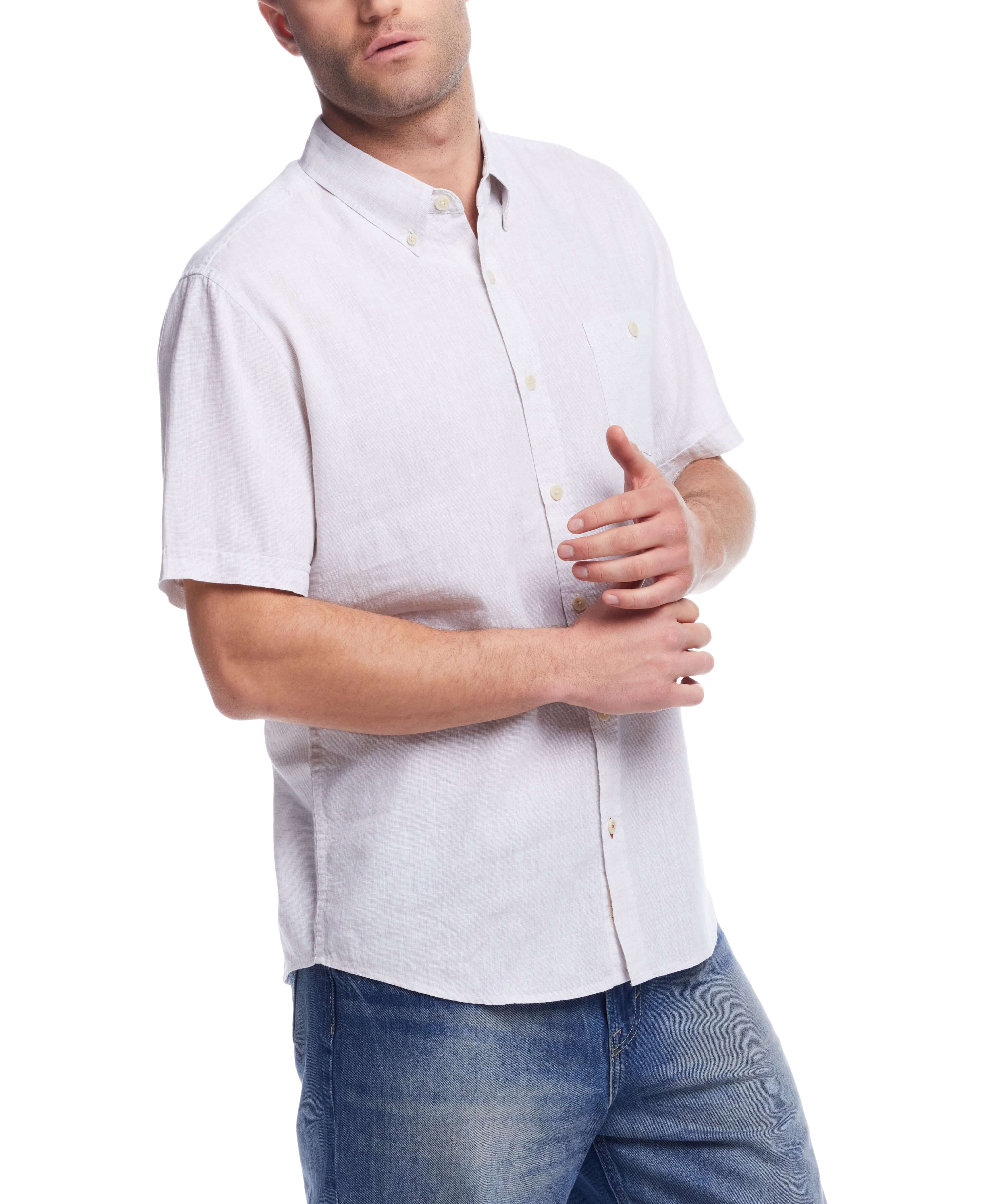 Short Sleeve Solid Linen Cotton in Natural - Image 5