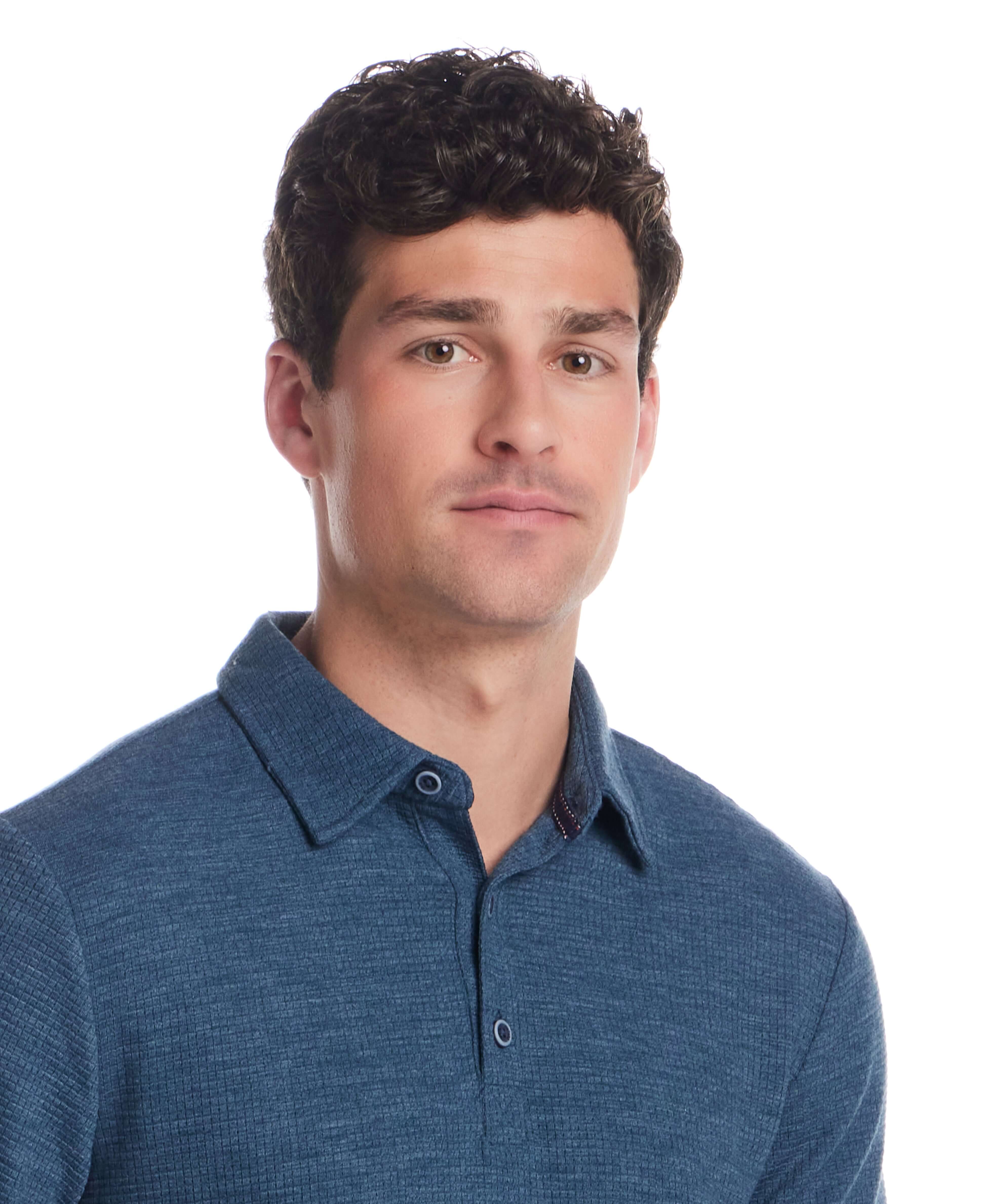 Short Sleeve Stretch Waffle Polo in Insignia Blue - Image 3
