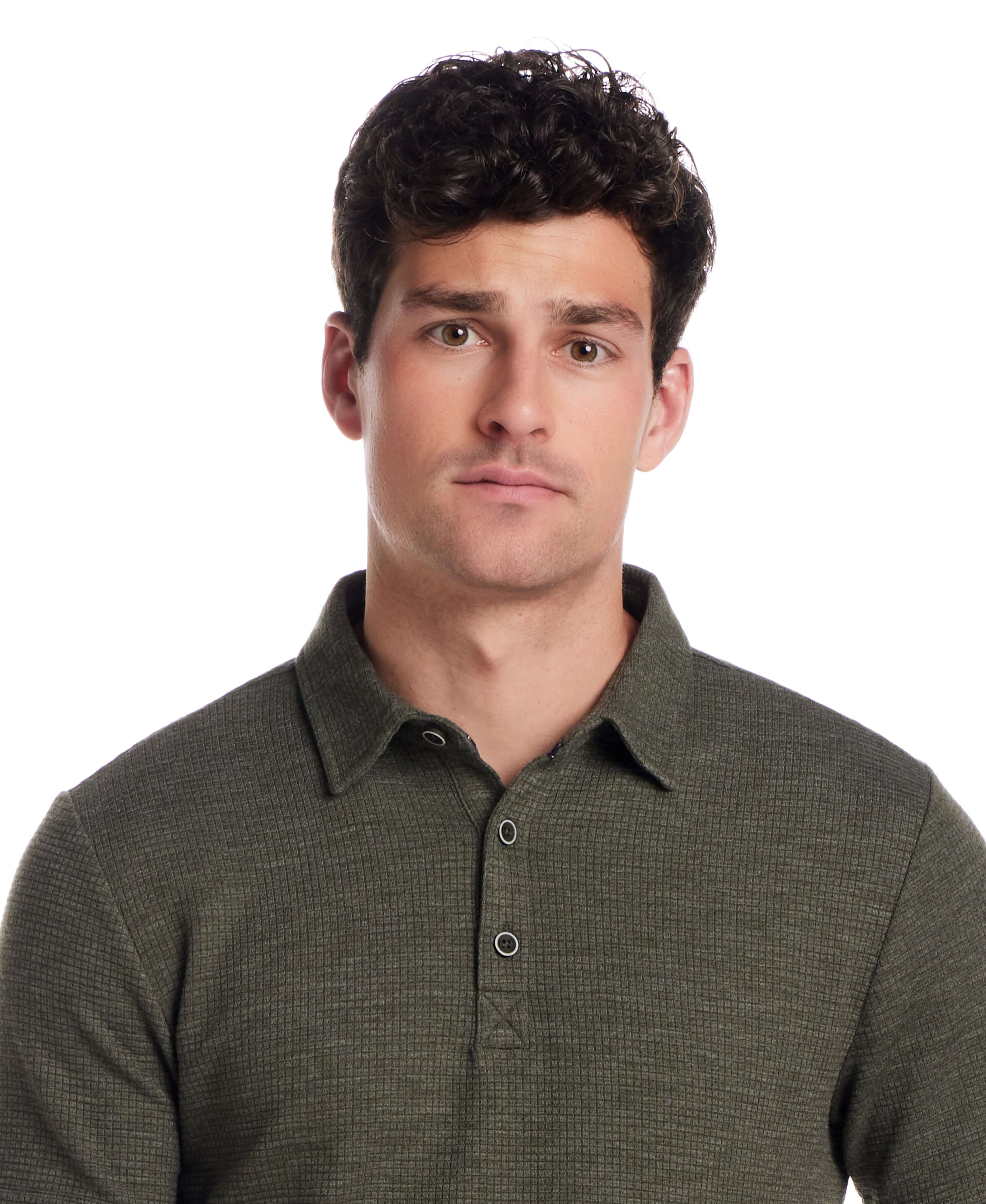 Short Sleeve Stretch Waffle Polo in Kambaba Olive - Image 3