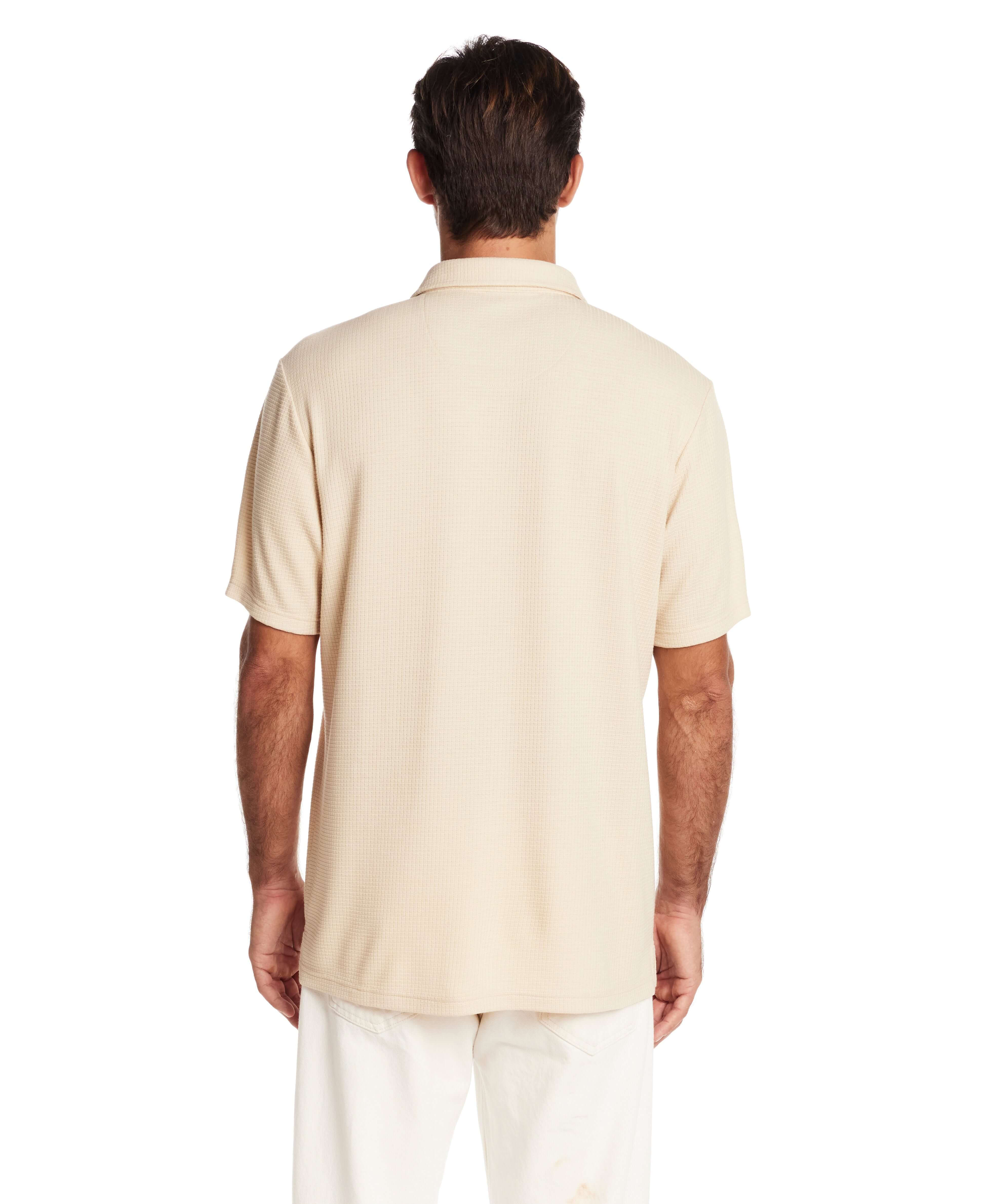 Short Sleeve Waffle Coat front Tee in Natural - Image 5