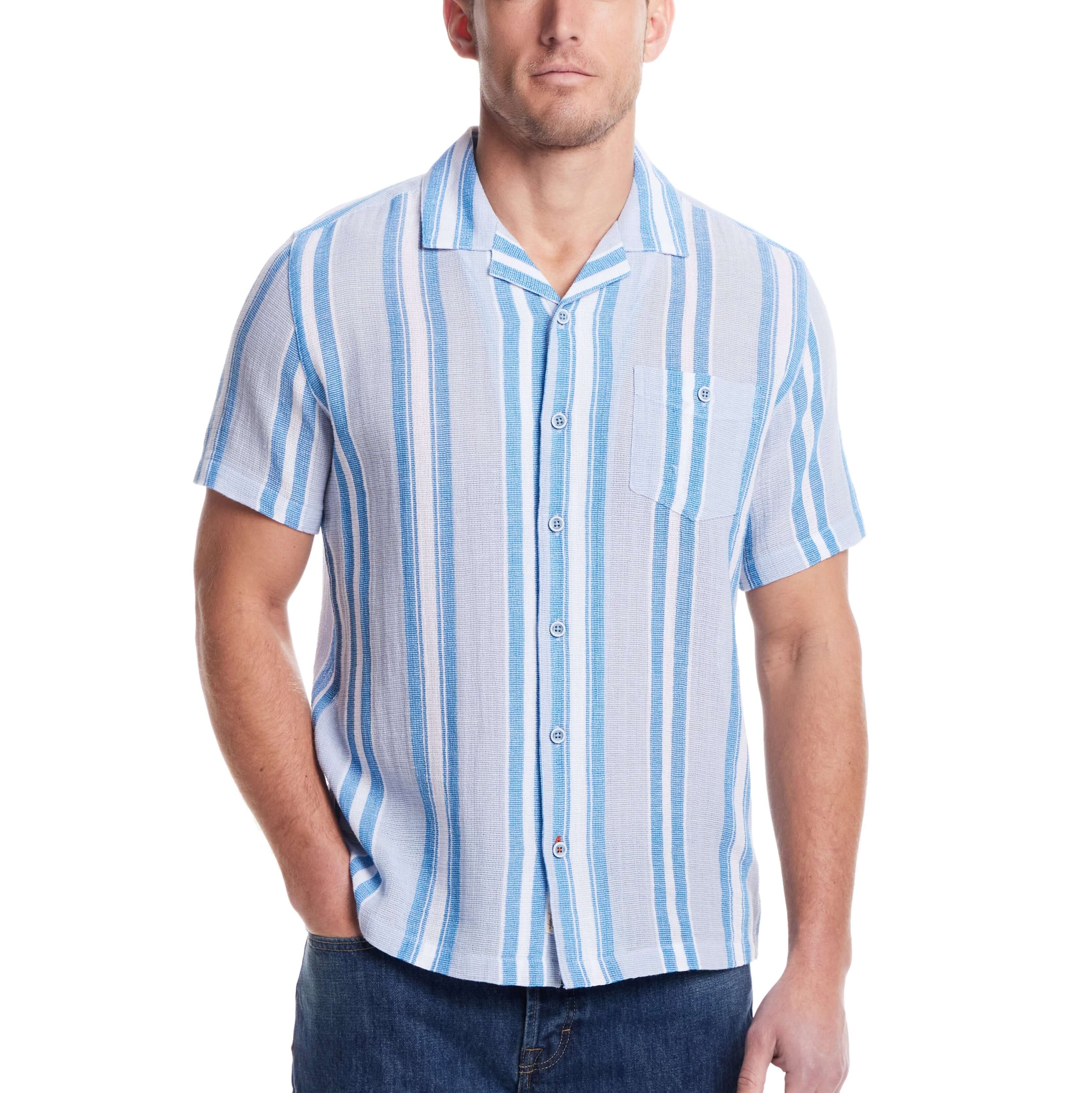 Short Sleeve Waffle Woven in Pacific Coast - Image 3