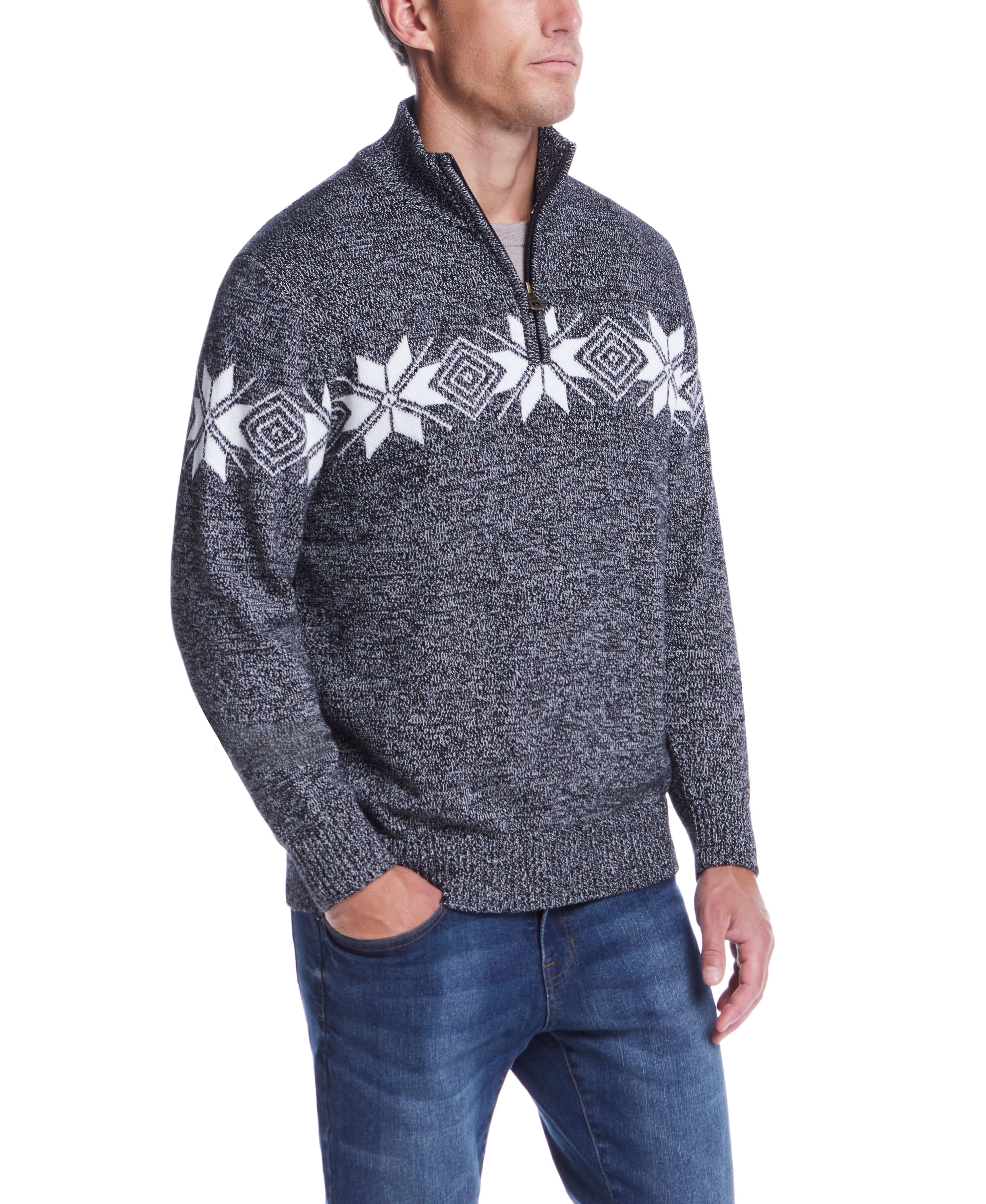 Snowflake Quarter Zip Sweater In Black Vanilla - Image 2